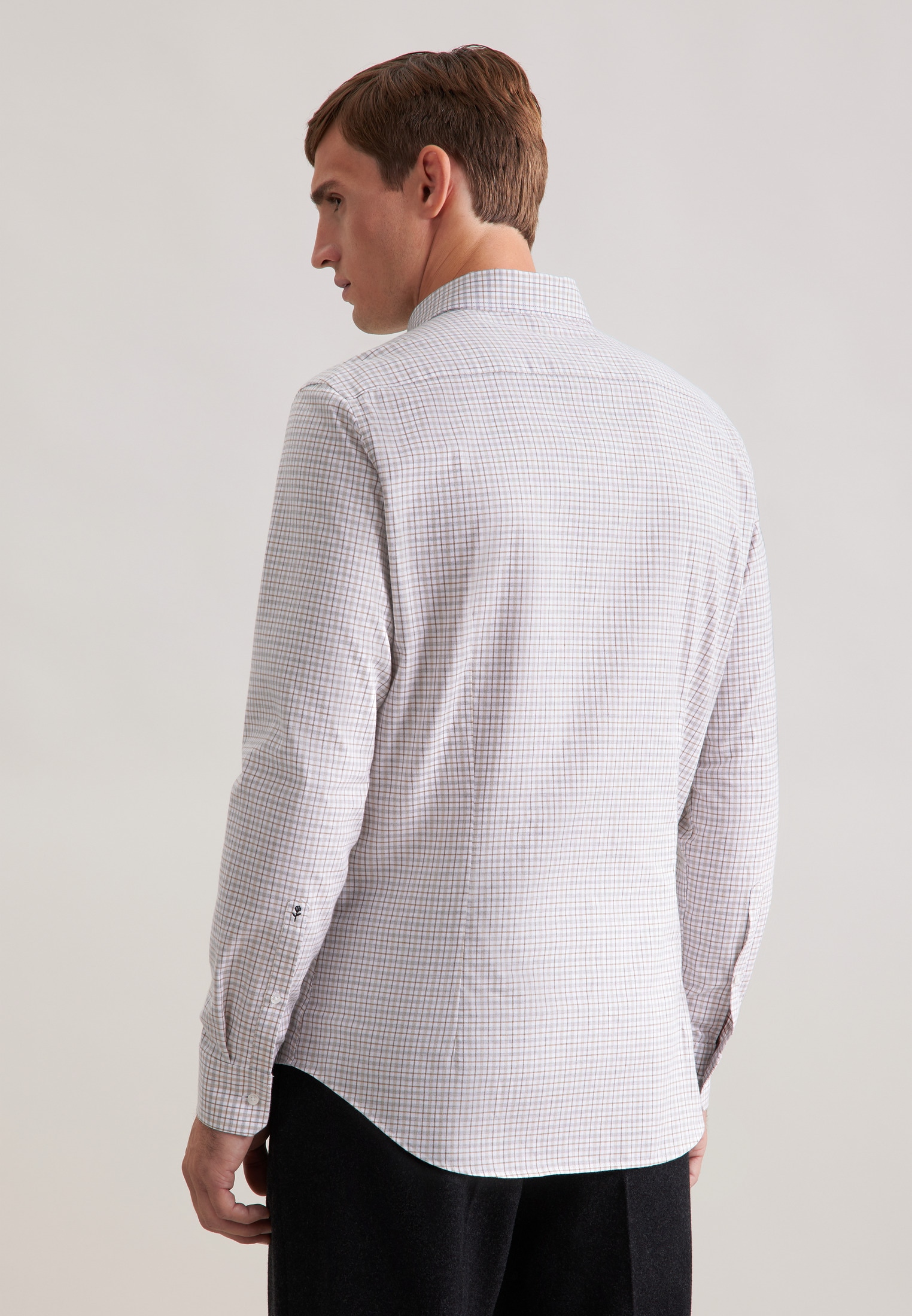 seidensticker Flanellhemd »Schwarze Rose« Shaped 1/1 Button-Down-Kragen Karo