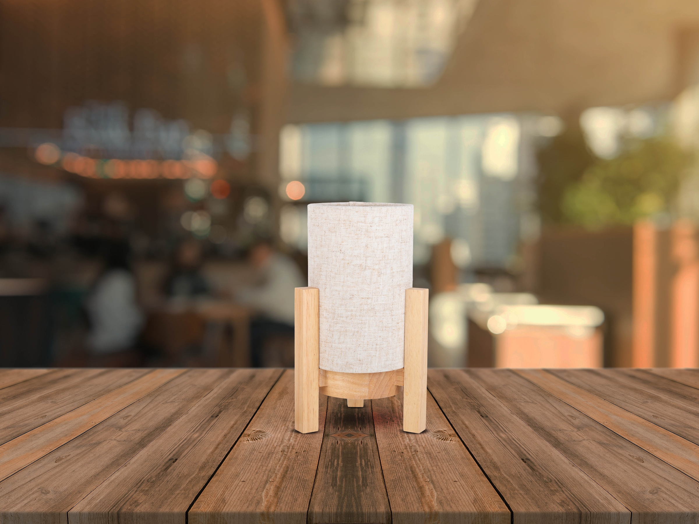 näve LED Tischleuchte »Madita« LED-Modul 1 Stk. Warmweiß Akkubetrieb, inkl. USB-C-Kabel, Holzgestell, Textilschirm, dimmbar