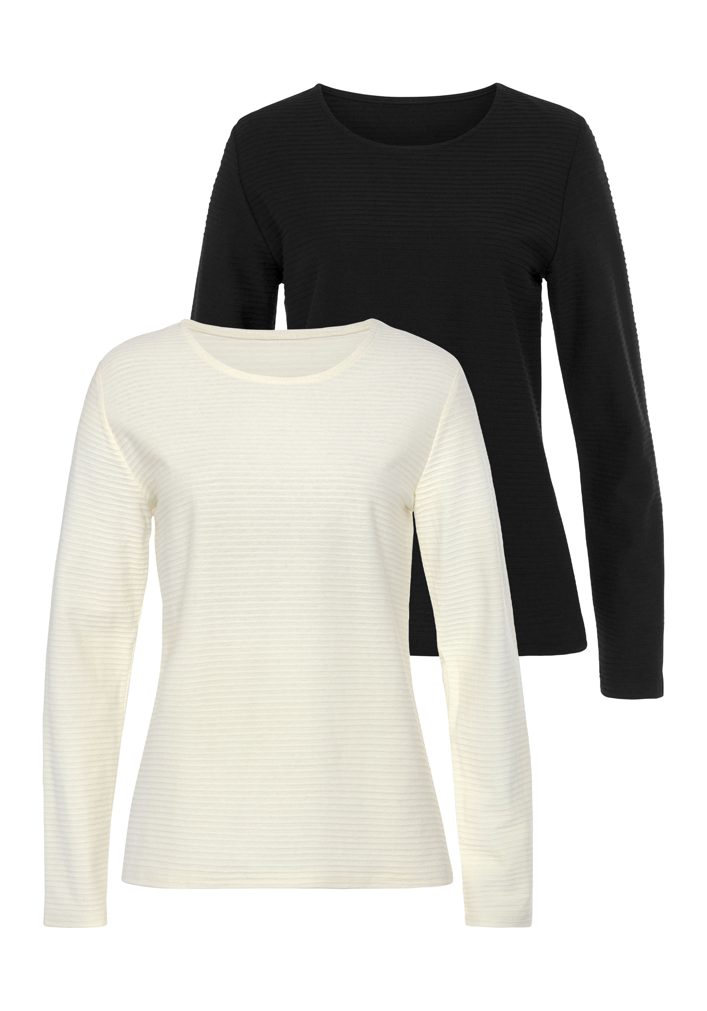 Langarmshirt, (Packung, 2 tlg.), aus strukturierter Ware
