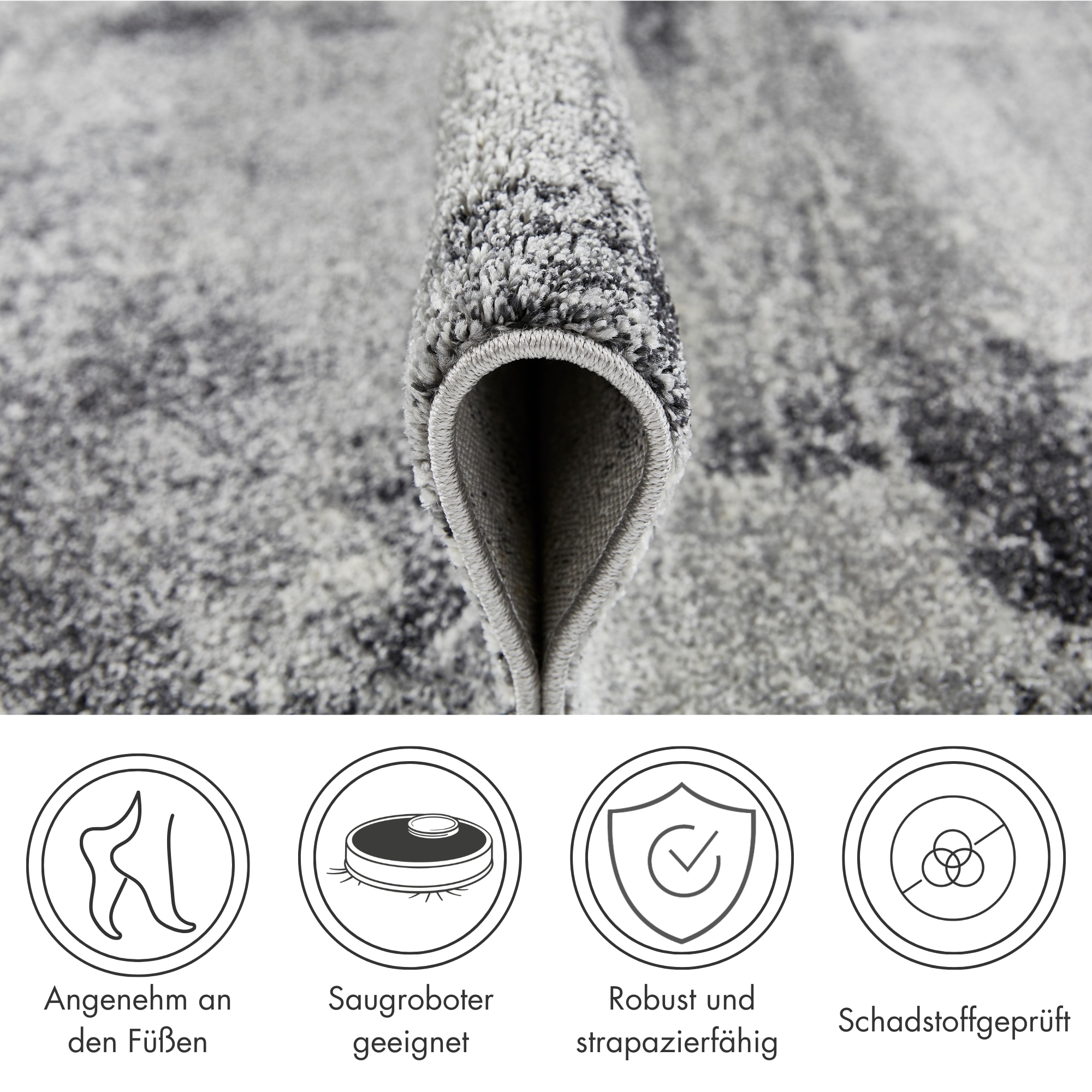 Andiamo Teppich »Luna«, rund, 7 mm Höhe, Kurzflor, modernes Design, meliert, Wohnzimmer, Schlafzimmer