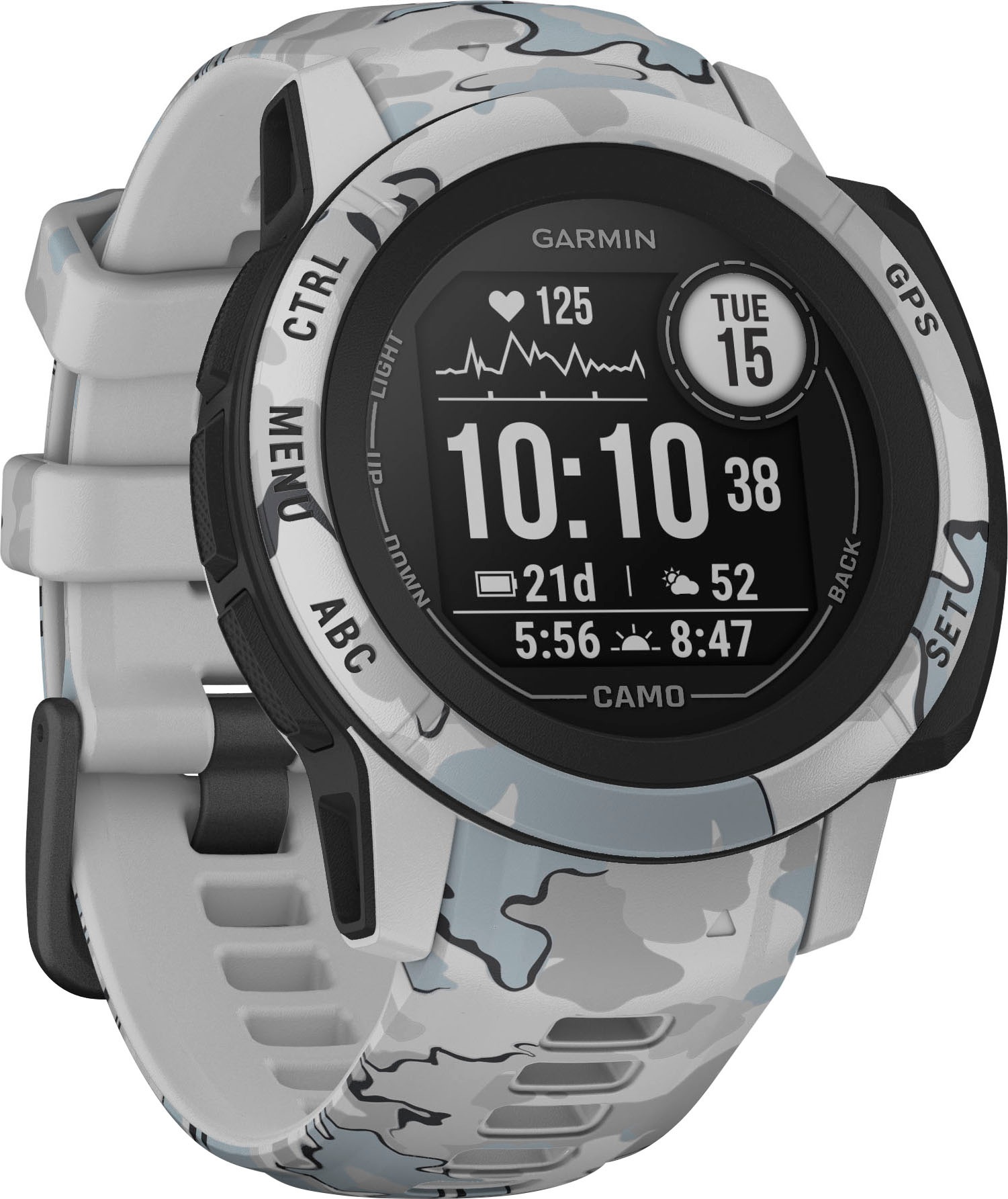 Garmin Smartwatch »INSTINCT 2S CAMO EDITION« (2,1 cm / 0,79;Pulssensor;VO2max;Barometer;Beschleunigungssensor;Kompass (Magnetometer);Thermometer ′′)..