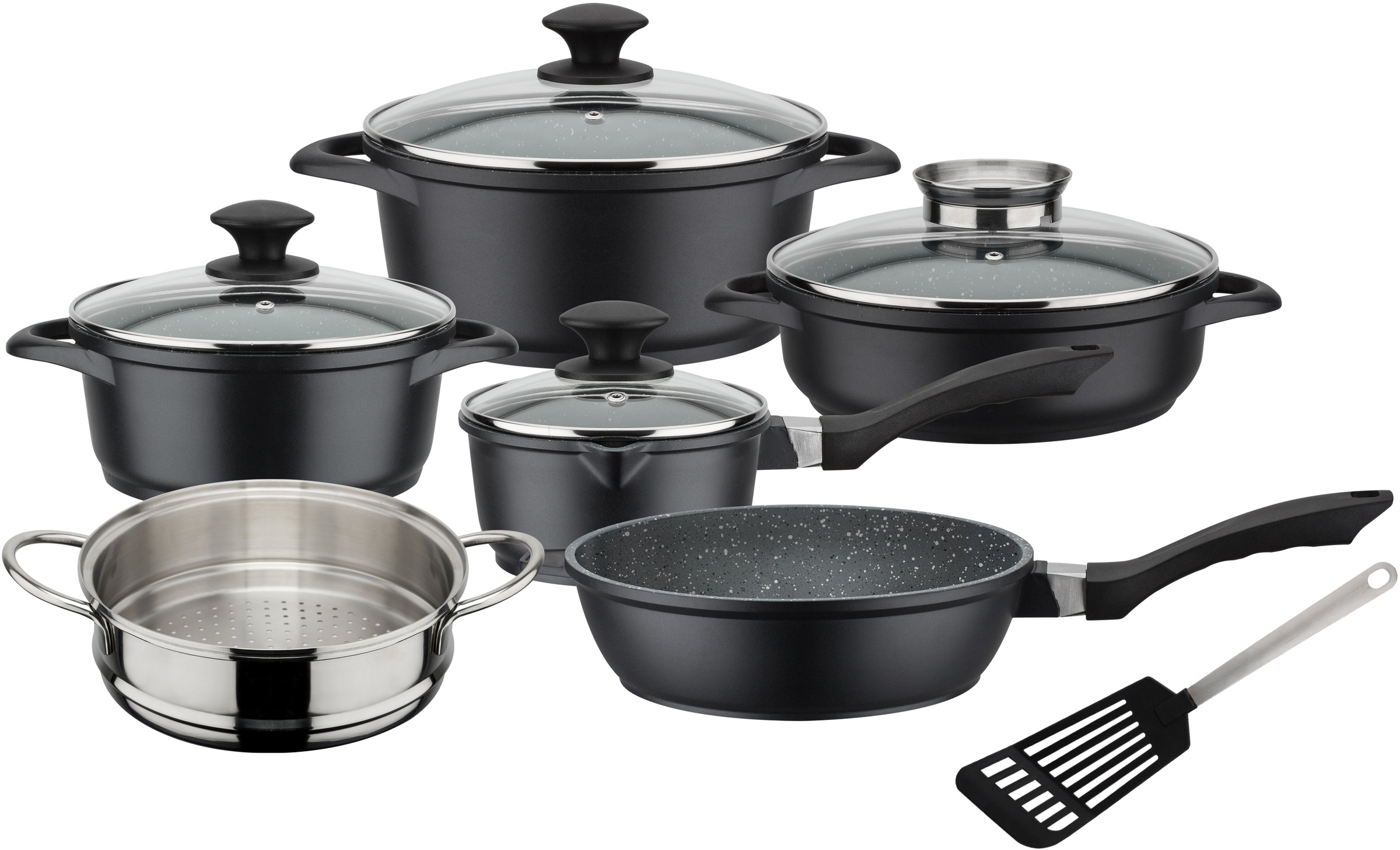 GSW Topf-Set »Gourmet Granit«, Aluminiumguss, (Set, 11 tlg.), Induktion