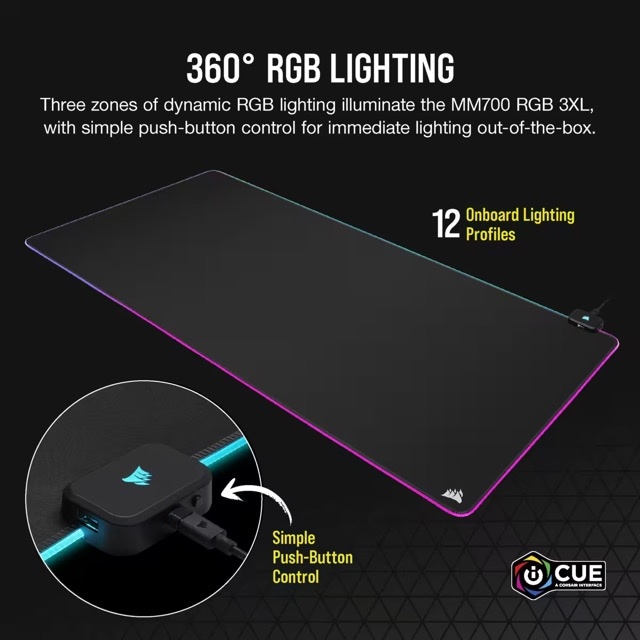 Corsair Gaming Mauspad »MM700 RGB Extended 3XL Gaming-Mauspad«, DREI-Zonen-RGB-Beleuchtung