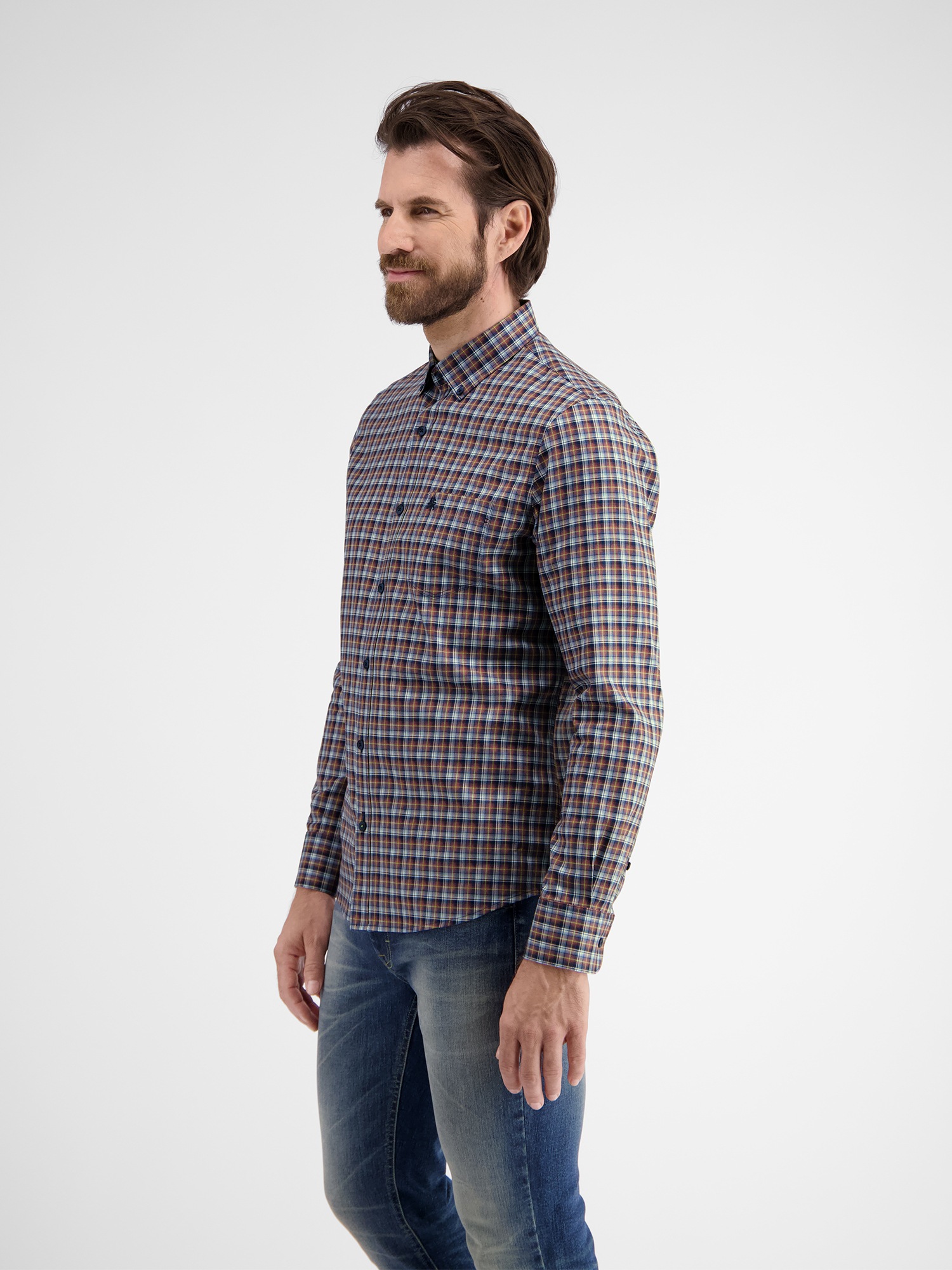 LERROS Karohemd »LERROS Kariertes Herrenhemd mit Button-down-Kragen«