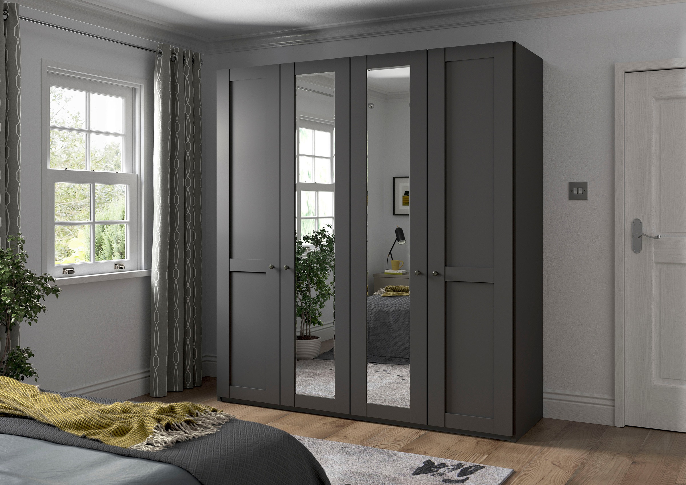 WIEMANN Drehtürenschrank »Göteborg, mit 95° Öffnungswinkel, Made in Germany«, inkl. Spiegel und Türendämpfung, moderner Landhausstil