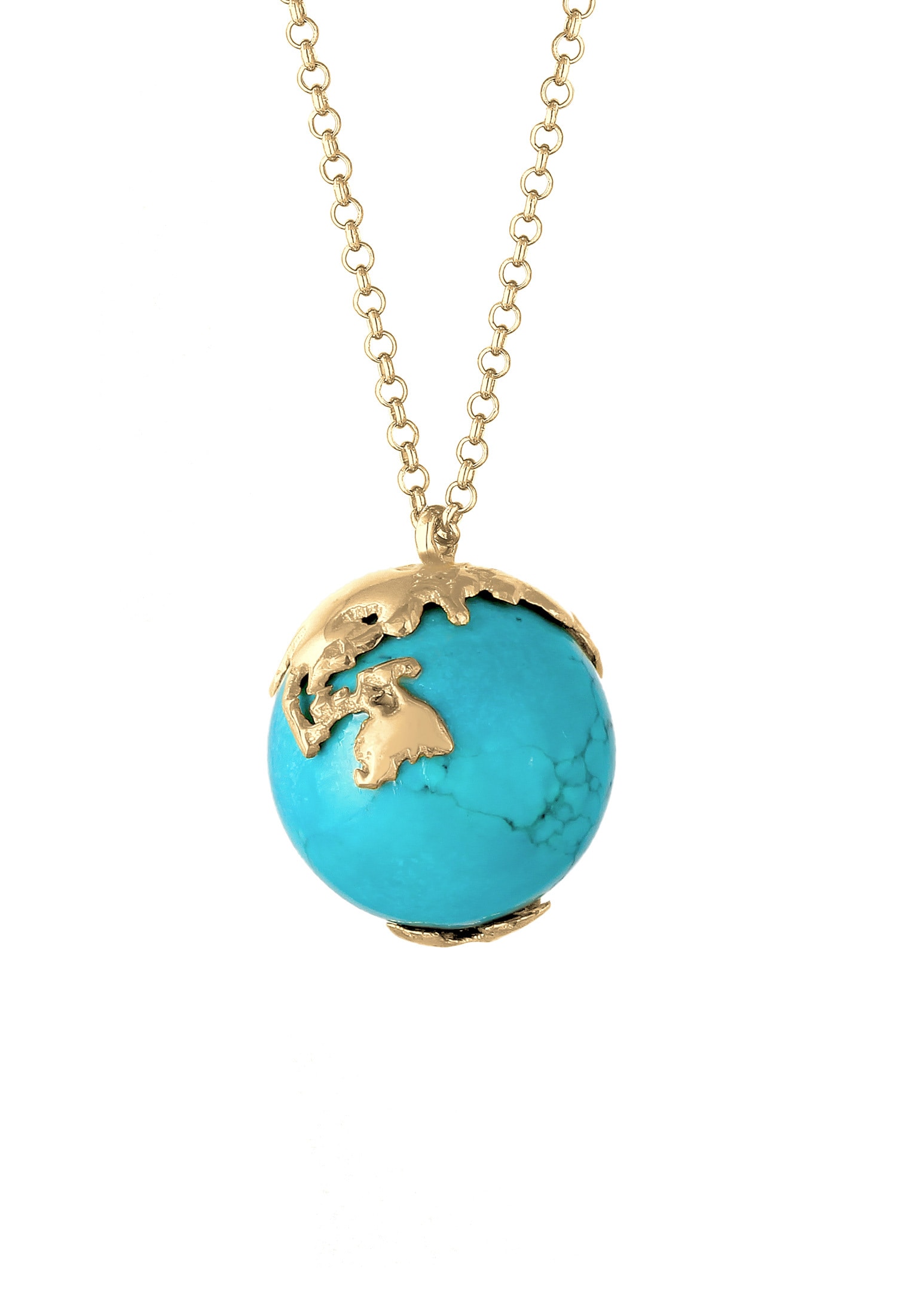 Elli Lange Kette »Halskette Globus Synthetischer Türkis 925 Sterling Silber«