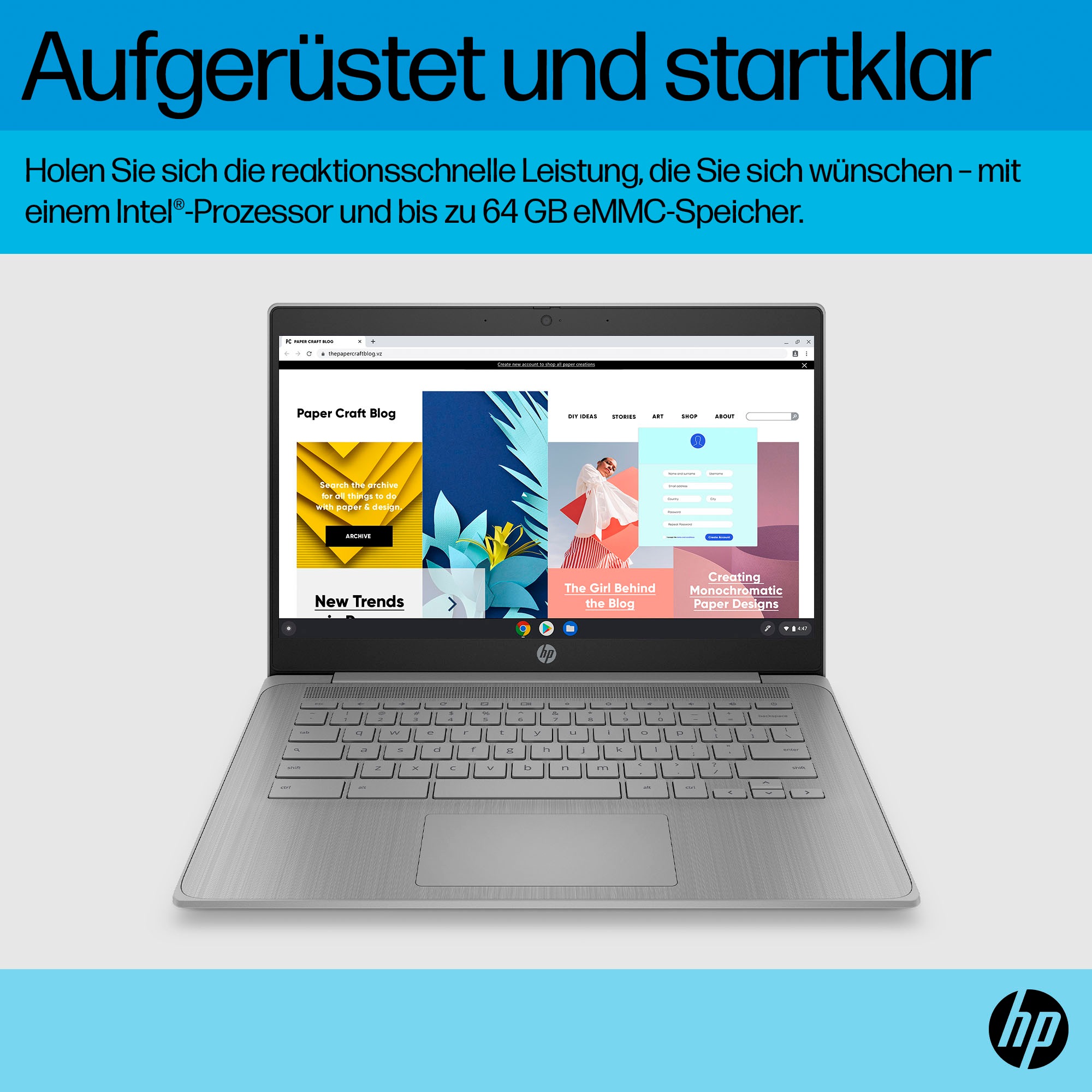 HP Chromebook »14a-ne1210ng«, 35,6 cm, / 14 Zoll, Intel, Celeron, UHD Graphics, 64 GB SSD