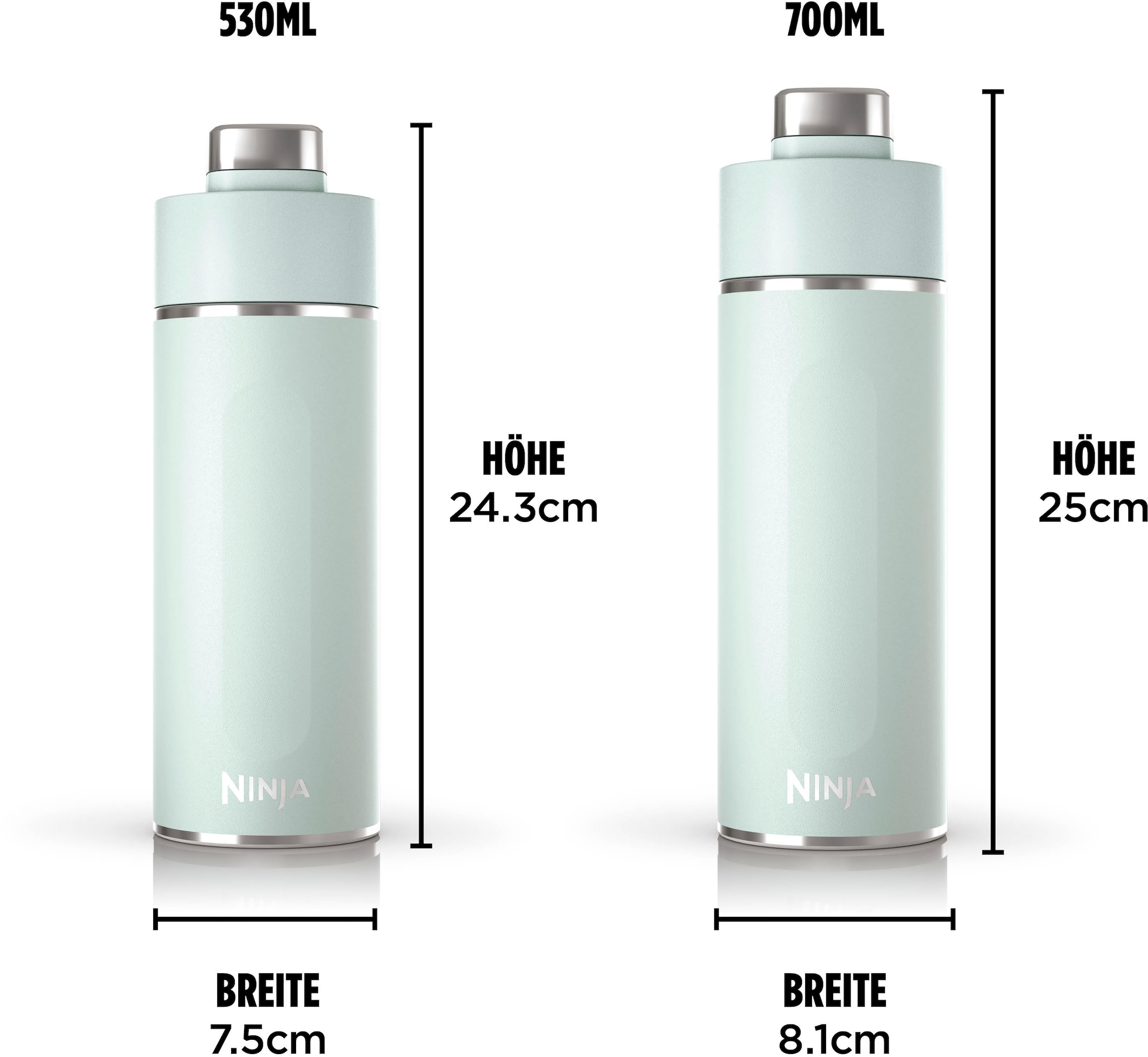 NINJA Isolierflasche »Ninja Thirsti Reiseflasche –  530 ml DW1801EUU / 700 ml DW2401EUU« Getränke bleiben 24 Stunden kalt, 12 Stunden heiß, Eis hält 2 Tage