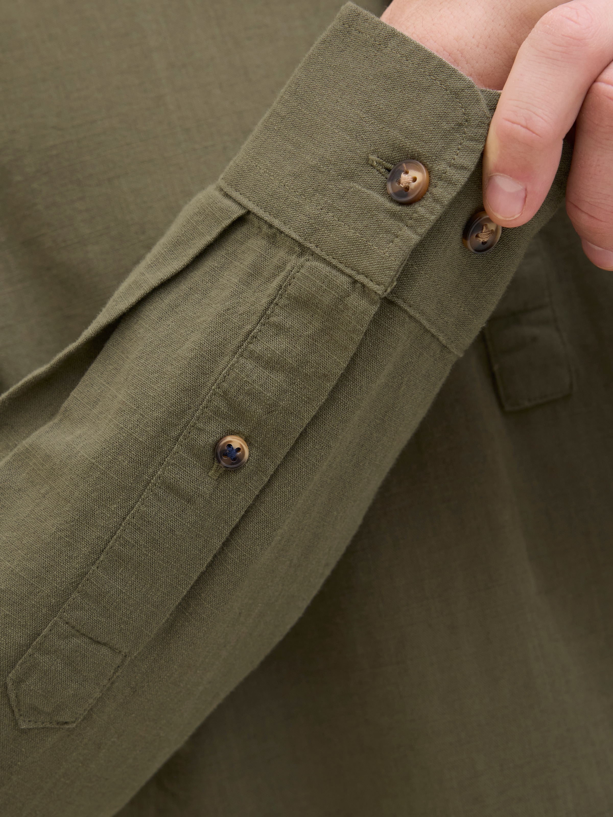 Jack & Jones Langarmhemd »JJESUMMER HALF PLACKET SHIRT LS SN«, mit Bandkragen
