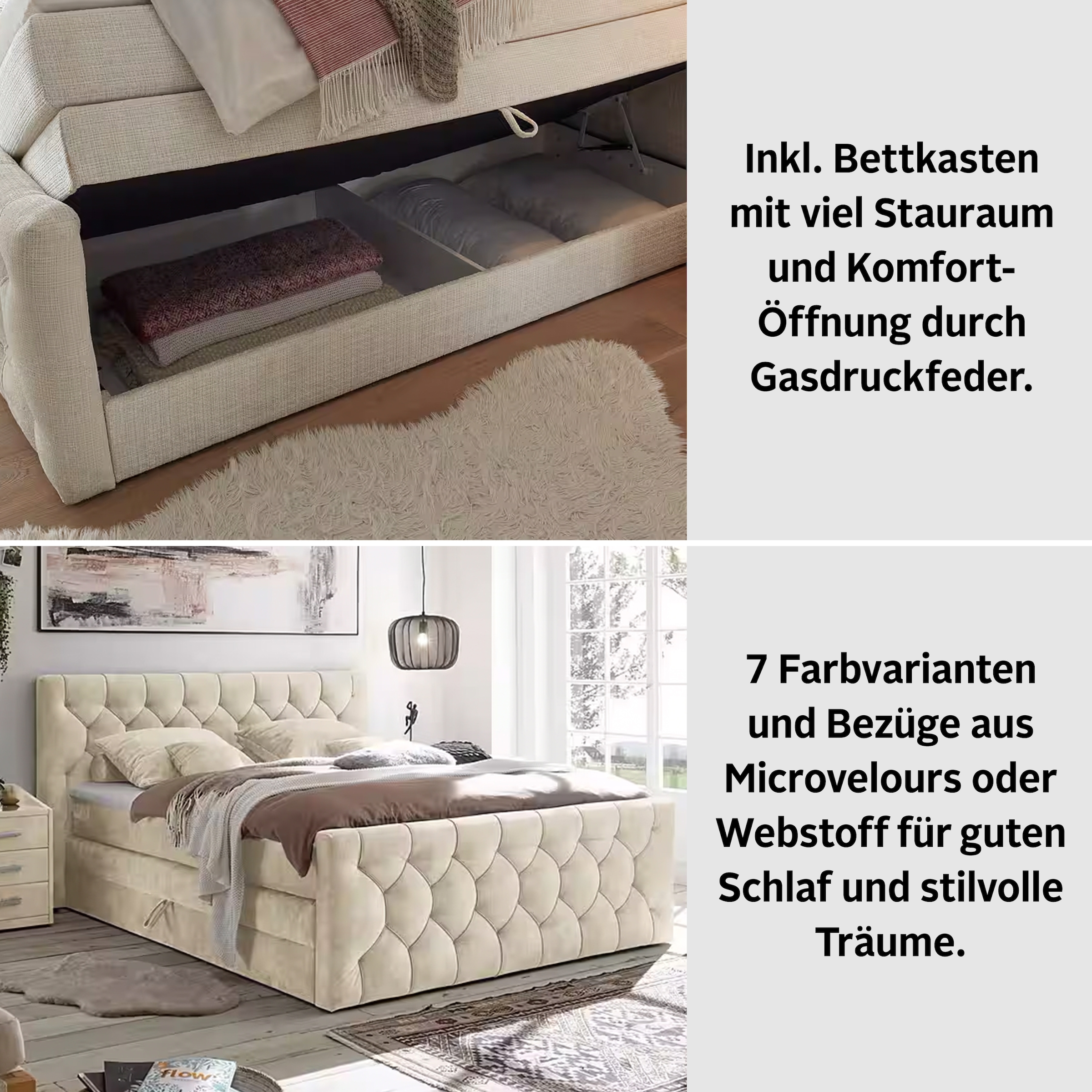ED EXCITING DESIGN Boxspringbett Cashfield, inkl. einem Topper mit Klimaband und zwei Bettkästen (74)