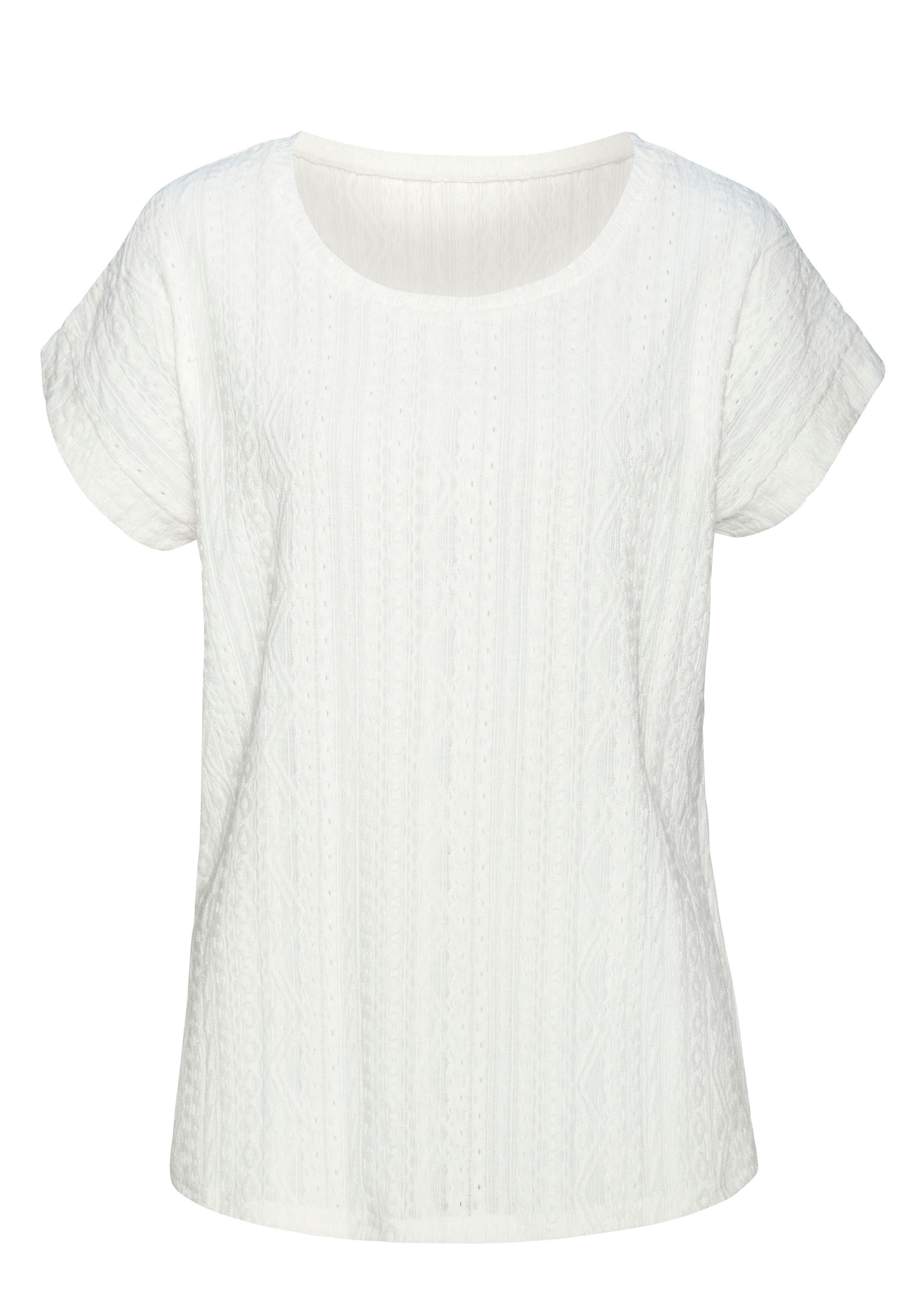 Vivance Kurzarmshirt »mit modischem Jacquard-Muster«, aus pflegeleichter Qualität