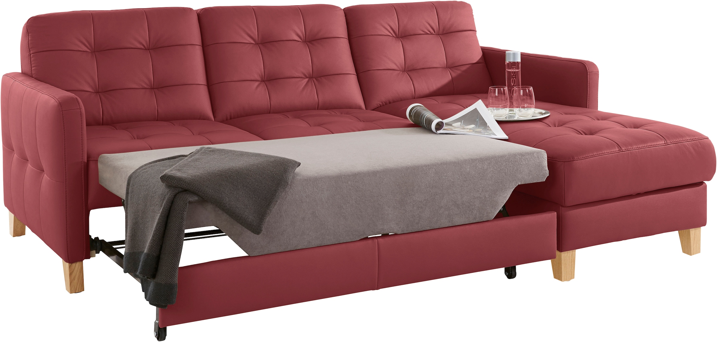 exxpo - sofa fashion Ecksofa »Elio, kompakt und komfortabel, bequem und zeitloses Design, L-Form«, wahlweise mit Bettfunktion