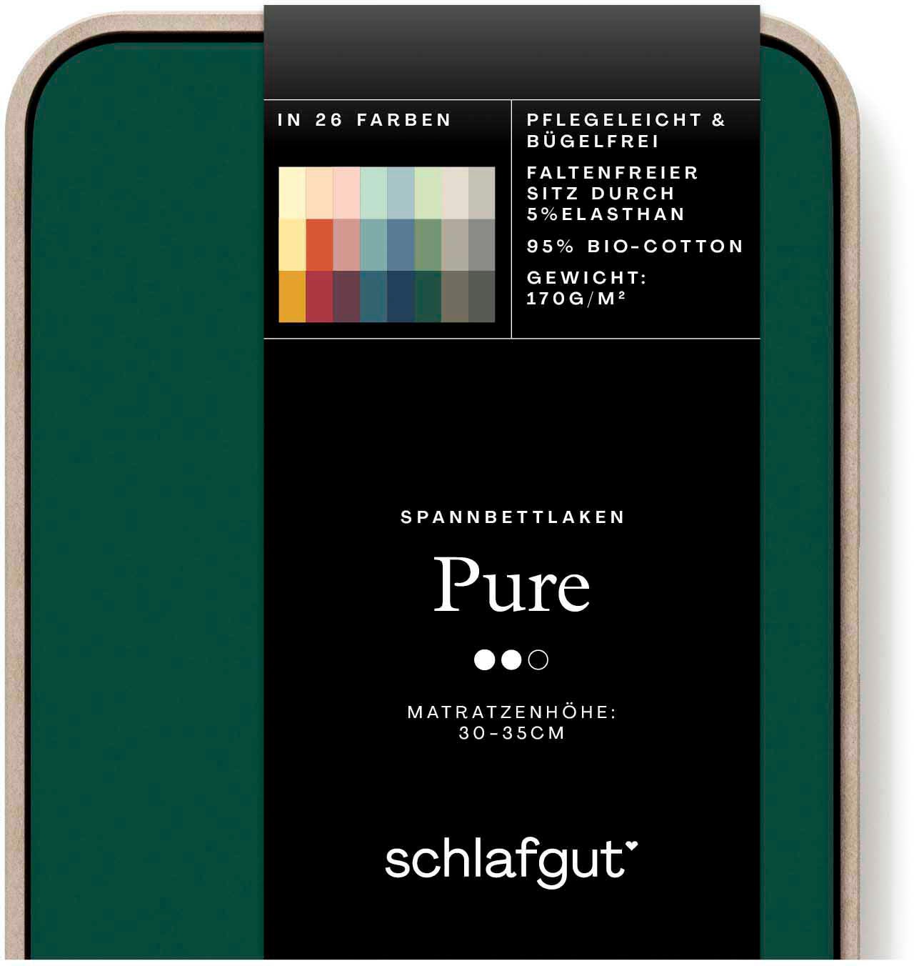 Schlafgut Spannbettlaken »PURE Bio-Baumwolle mit Elasthan, dehnbar blickdicht, straff, Bettlaken«, PREMIUM Laken für Matratzen bis 30cm Höhe, in 90x200, 140x200, 180x200