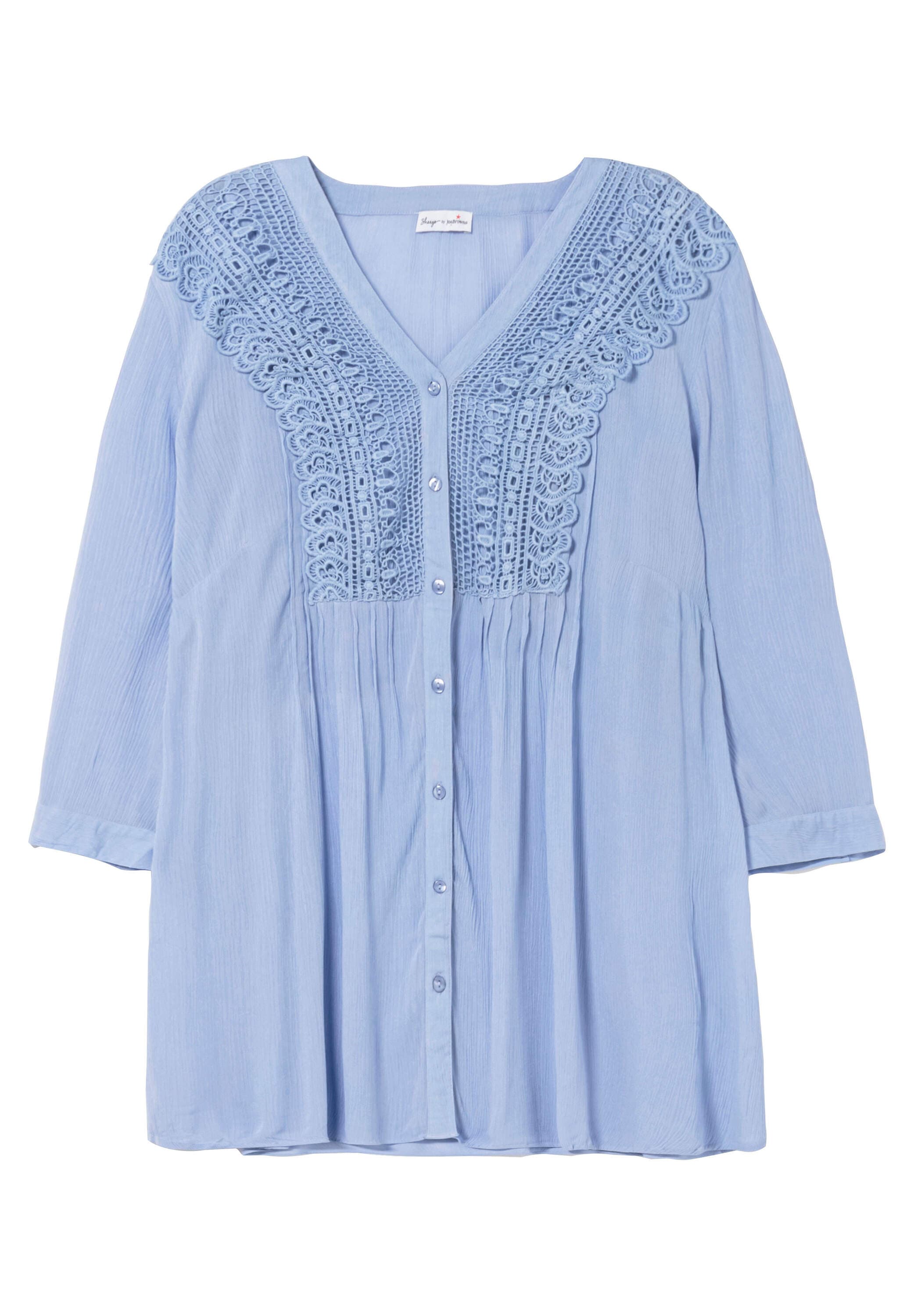 sheego by Joe Browns Klassische Bluse »Longbluse Crêpebluse mit Biesen und Häkelspitze«