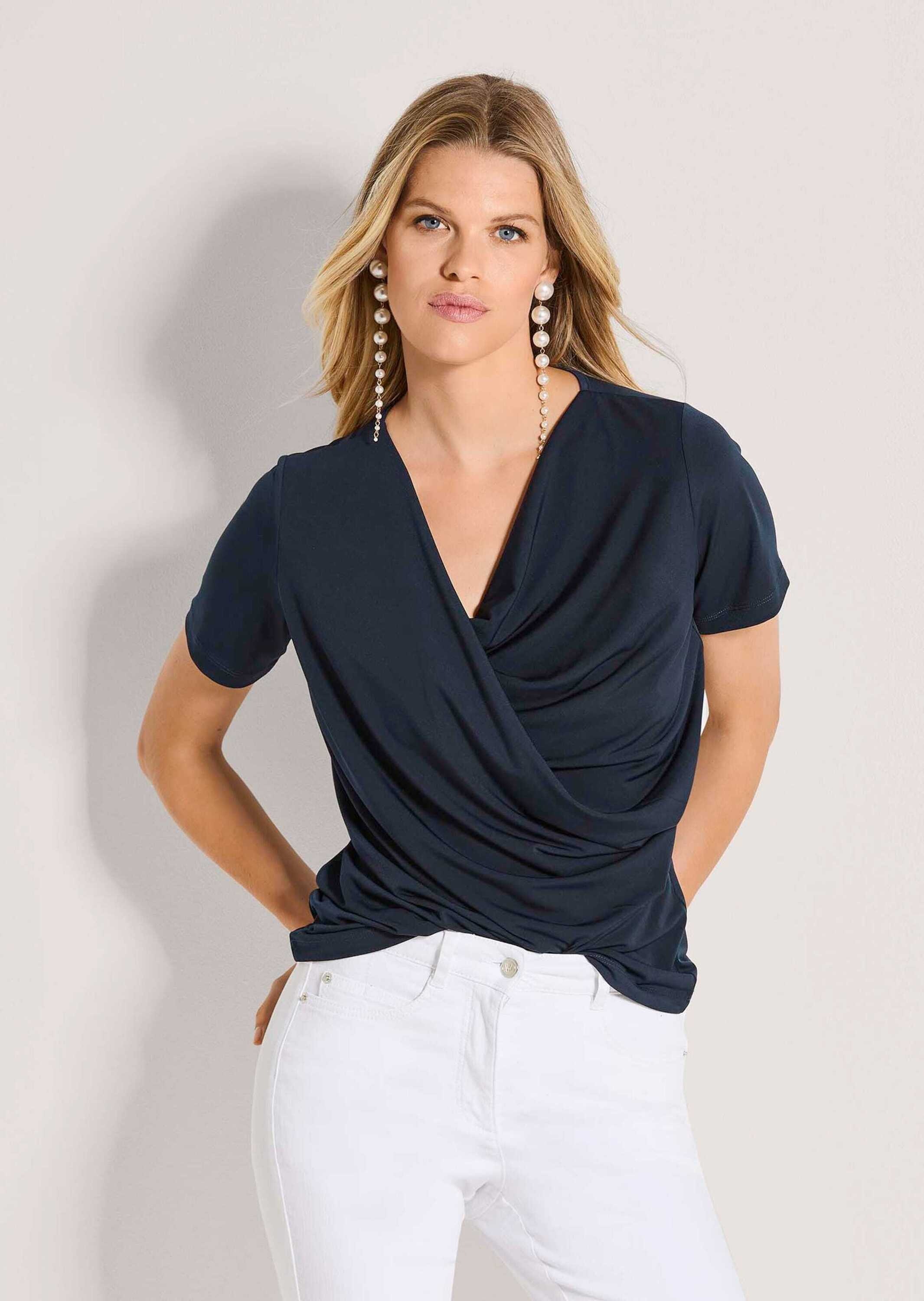 MADELEINE 3/4-Arm-Shirt »Shirt Elegantes Wickelshirt Kurzarm mit Elasthan« Wickeleffekt