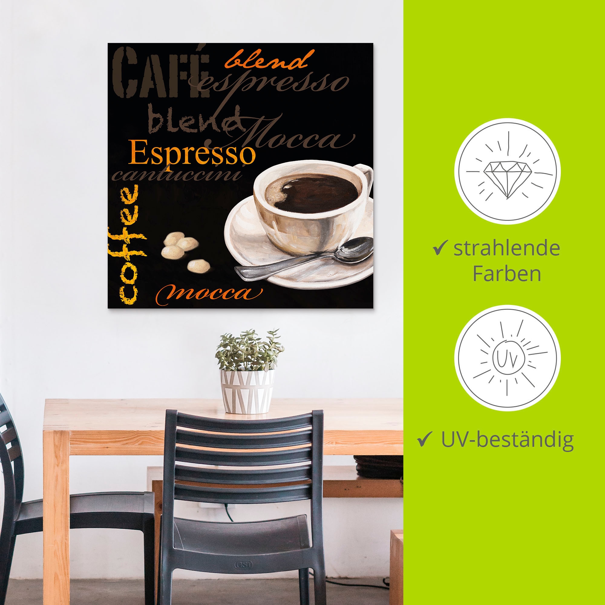 Artland Wandbild »Espresso - Kaffee«, Kaffee Bilder, (1 St.), als Alubild, Outdoorbild, Leinwandbild in verschied. Größen