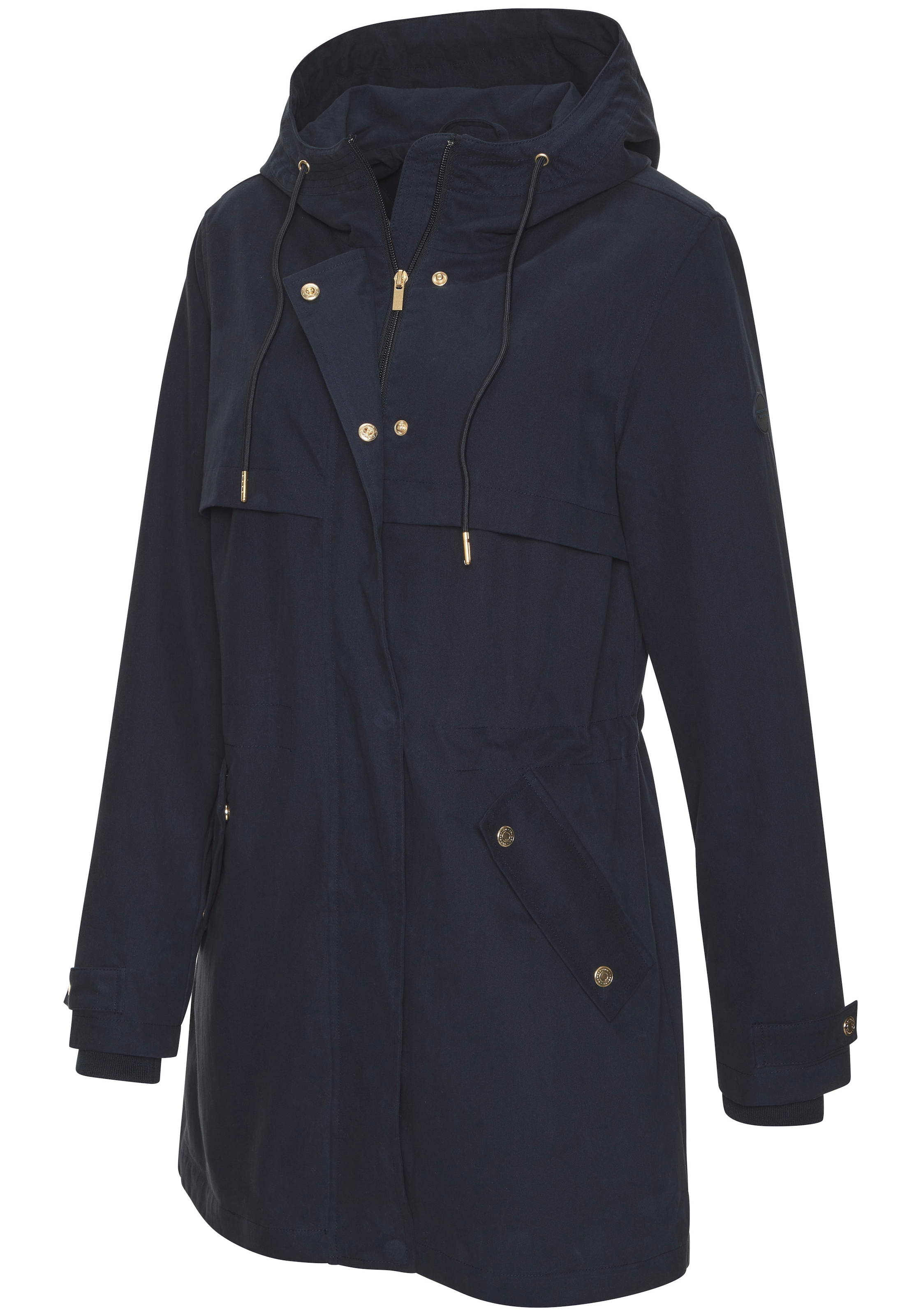 French Connection Outdoorjacke mit Kapuze Saumschlitz mit Druckknöpfen auf der Rückseite