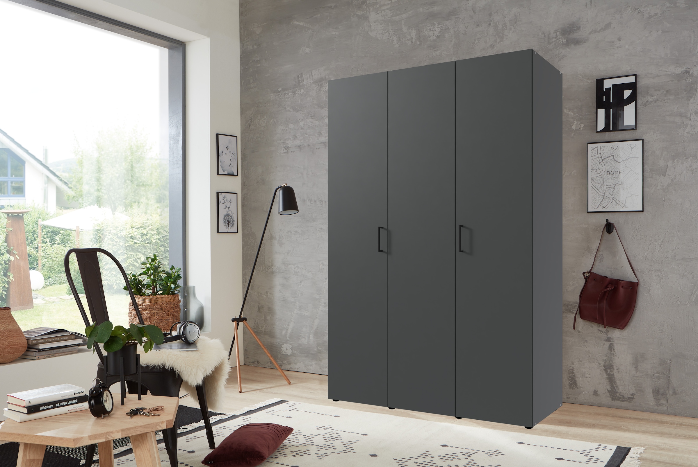 Wimex Kleiderschrank »Mugano,in 8 Breiten,3 Höhen,2 Tiefen, viele Farben, Made in Germany«, (in Basic oder Premium Ausstattung mit 2 weiteren Einlegeböden), mit langen oder kurzen Griffen aus Metall, mit oder ohne Spiegel
