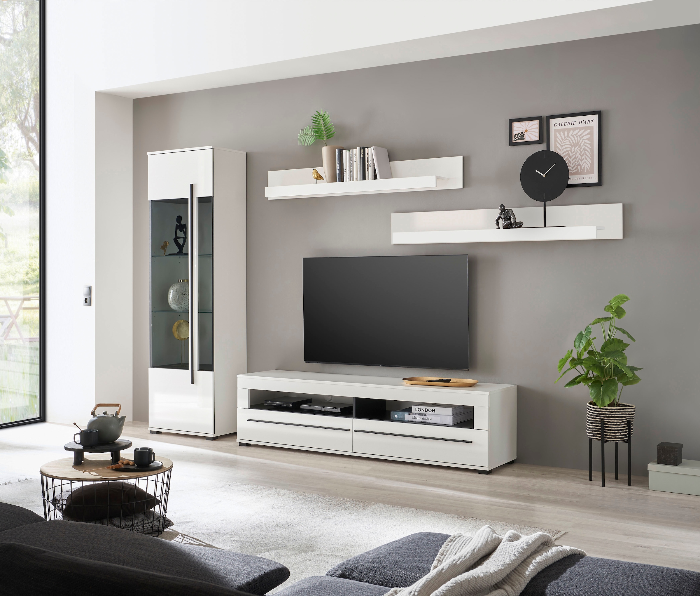 Home affaire Wohnwand »Cantara, moderne Anbauwand, Wohnzimmer-Set, in Eiche Evoke oder Weiß« Set, 