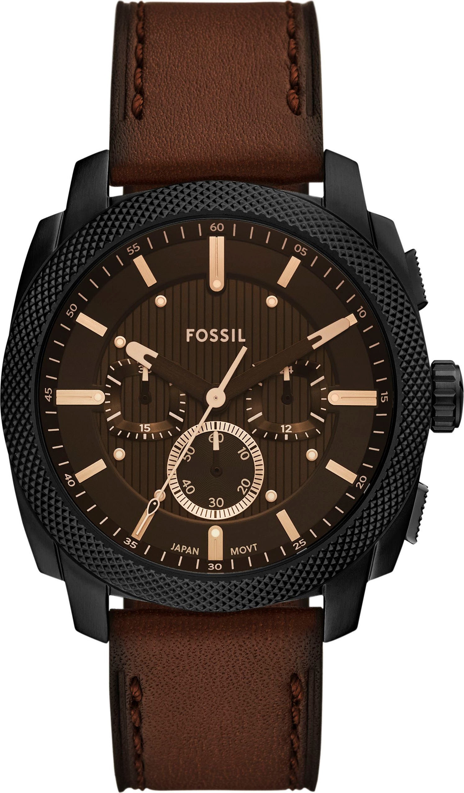 Fossil Chronograph »MACHINE (NEW GENERATION)«, Quarzuhr, Armbanduhr, Herrenuhr, Lederarmband, analog