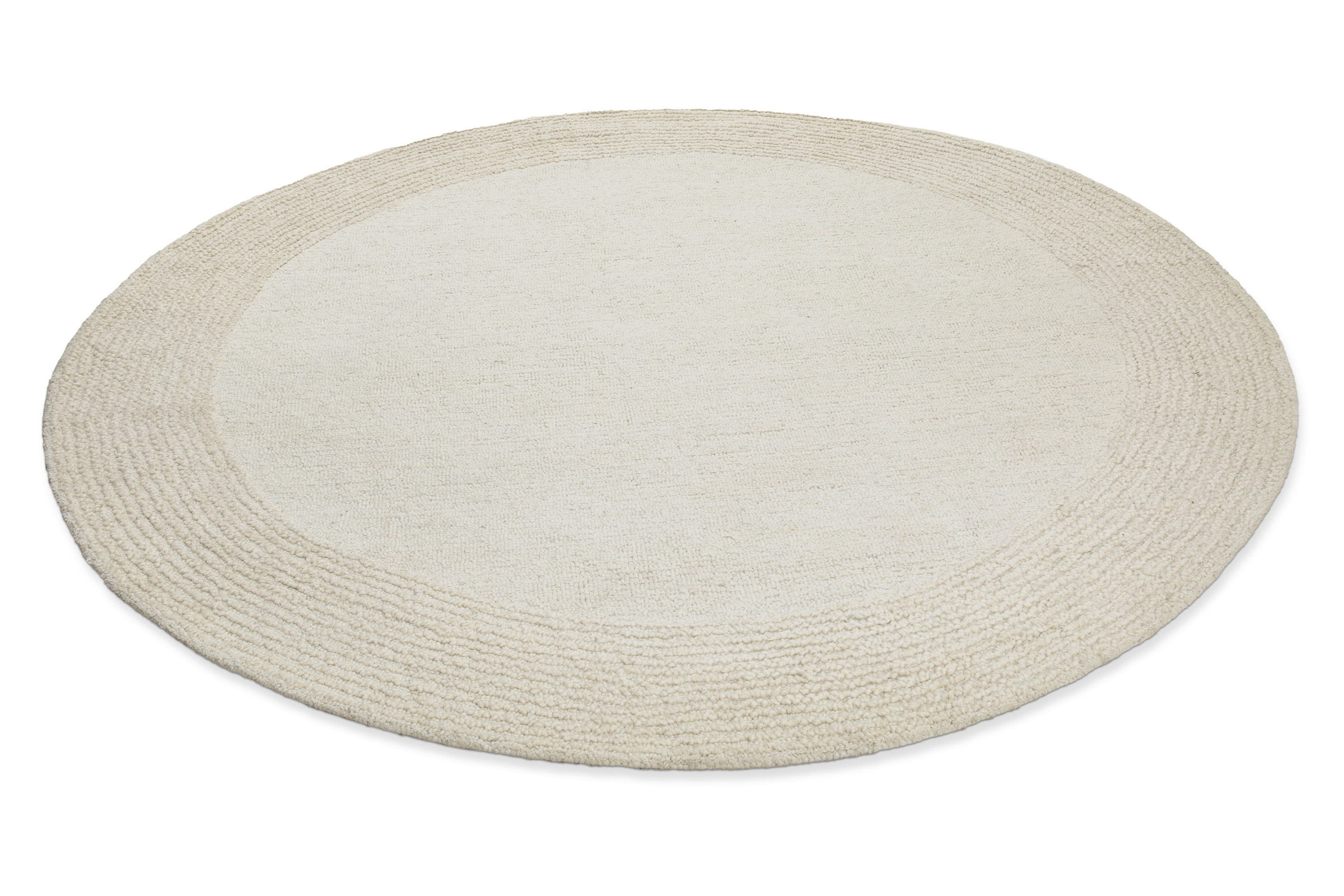 Wecon home Wollteppich »Hamptons TWENTYONE«, rund, 15 mm Höhe, Schurwolle, Kurzflor, Wohnzimmer, Schlafzimmer, elegant, Bordüre