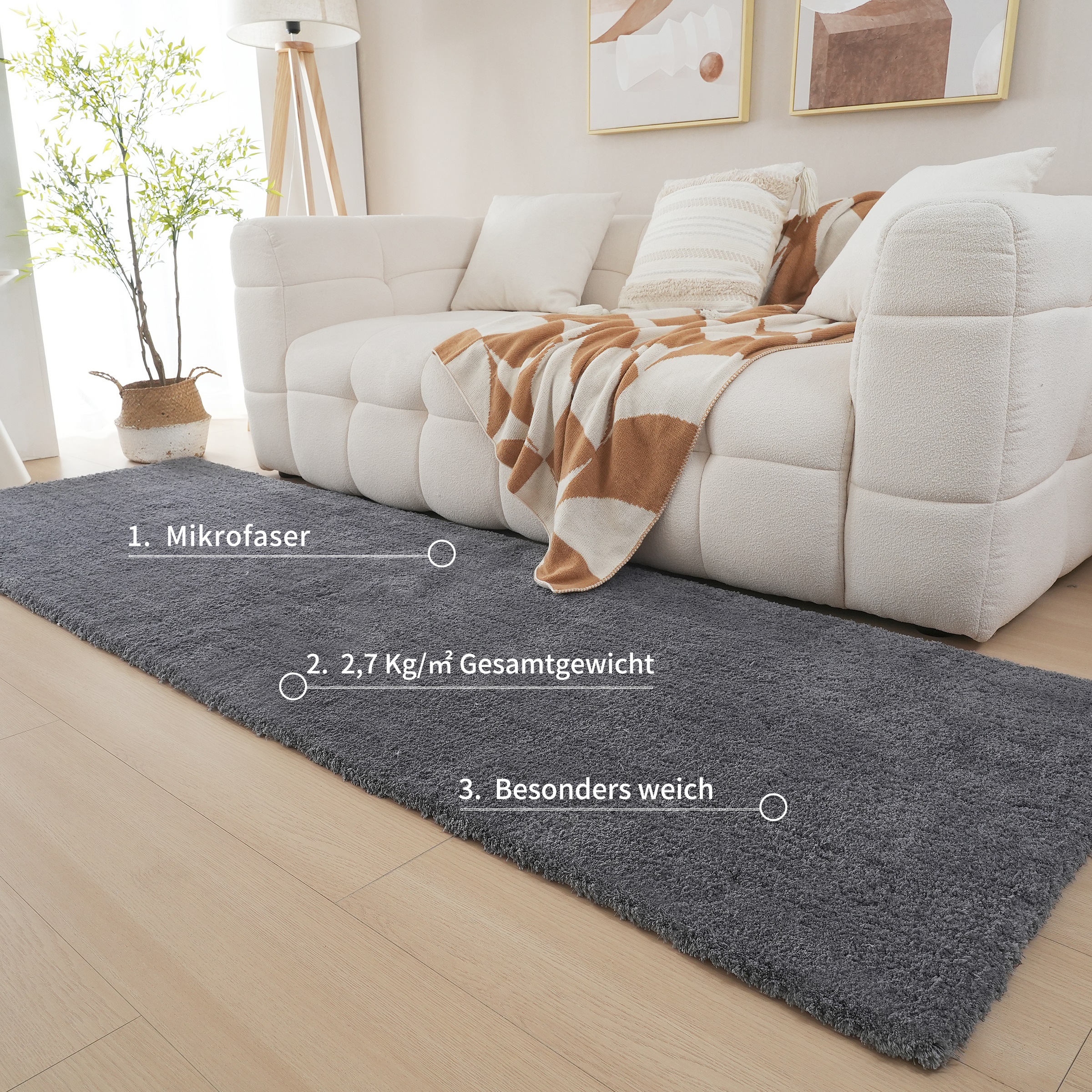 my home Hochflor-Läufer »Microfaser Teppich Magong, besonders weich, sehr feiner Flor« rechteckig 25 mm Höhe uni Teppiche, Wohnzimmer, Schlafzimmer, Kinderzimmer, Flur, Brücke