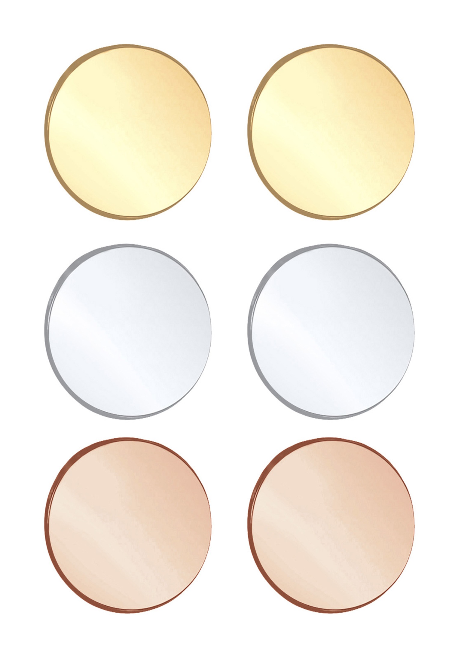 Elli Ohrstecker-Set »Ohrringe Rund Tricolor (Set, 6tlg.) 925 Silber vergoldet«