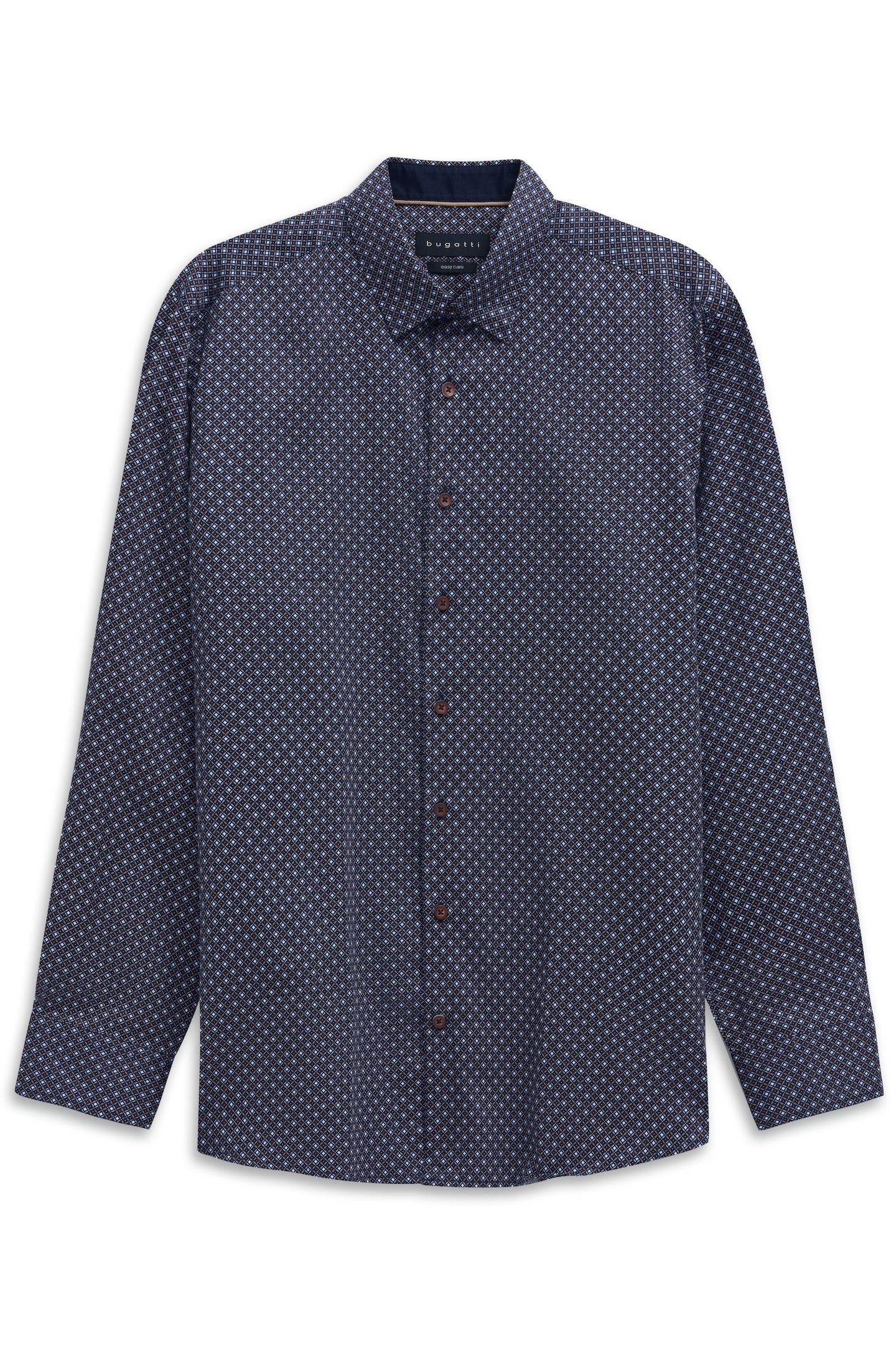 bugatti Langarmhemd »Satin Finish« mit Rauten-Muster und Easy-Care Funktion