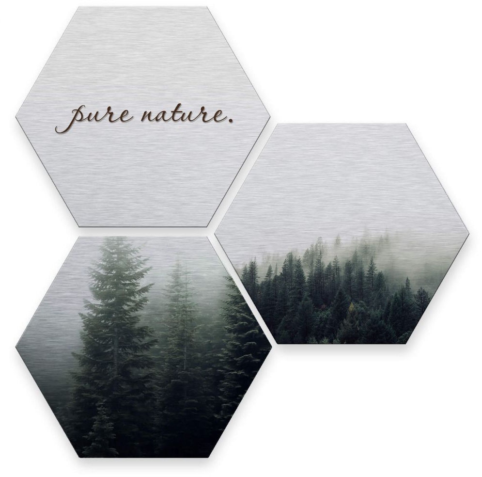 Wall-Art Mehrteilige Bilder »Silber Effekt Pure Nature Wald«, (Set, 3 St.)  kaufen bei OTTO
