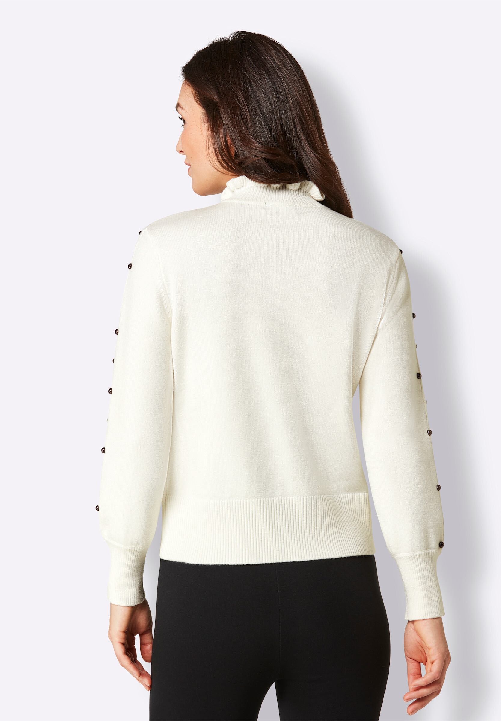 creation L Strickpullover »Modal-Polyamid-Pullover Stehkragenpullover mit Zierperlen«