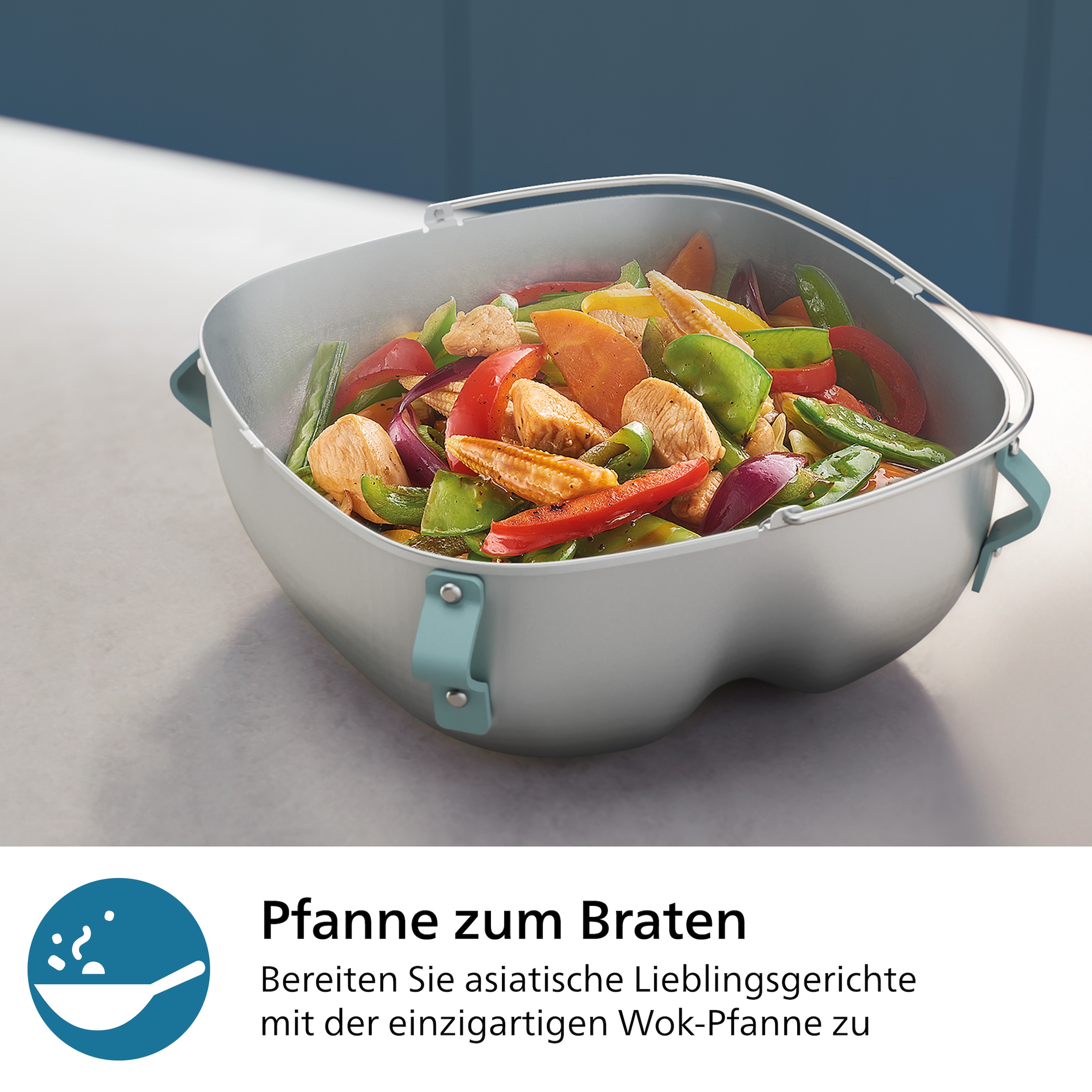 Philips Grillpfanneneinsatz »HD9960/00, 2-in-1: Wokpfanne und Dampfgareinsatz Airfryer Zubehör«, kompatibel mit Philips Airfryer Combi 7000 Series, spülmaschinenfest