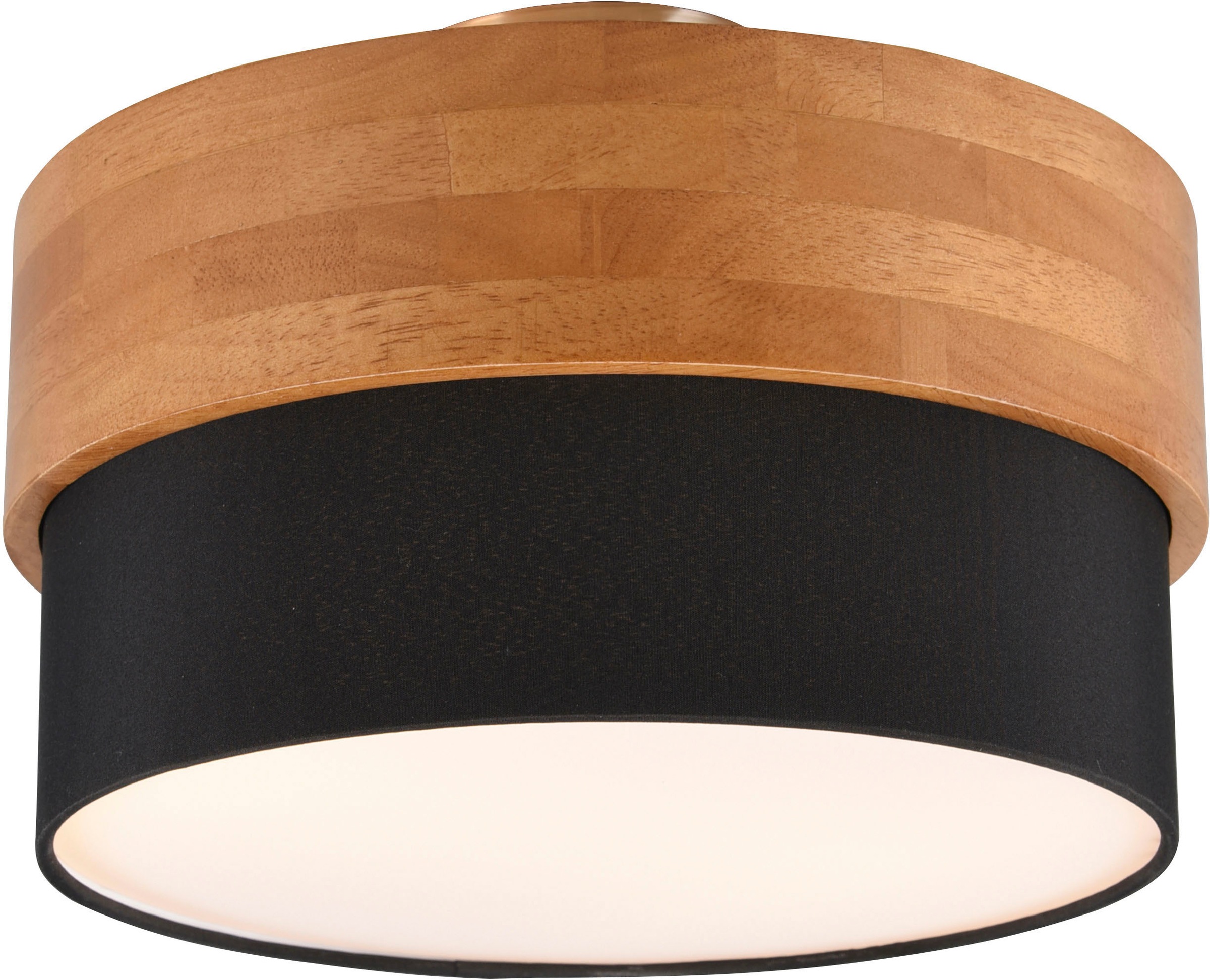 TRIO Leuchten Deckenleuchte »Seasons«, 2 flammig, Leuchtmittel E14 | ohne Leuchtmittel, Deckenlampe Holz mit Stoffschirm Ø30cm exkl 2xE14 max 40W