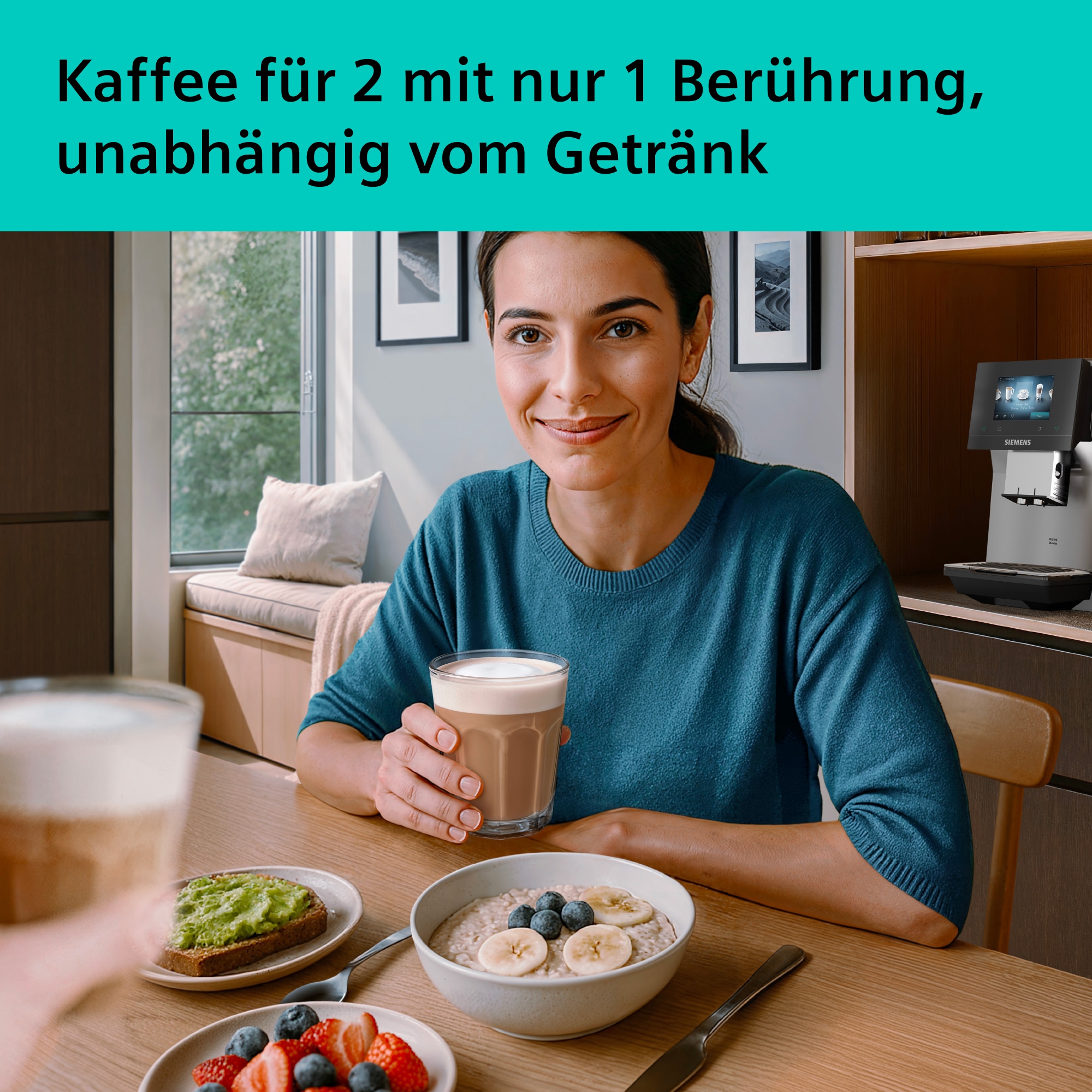 SIEMENS Kaffeevollautomat »TP725ET7« farbiges Full-Touch-Display, Doppeltassenfunktion, sehr leise, silber