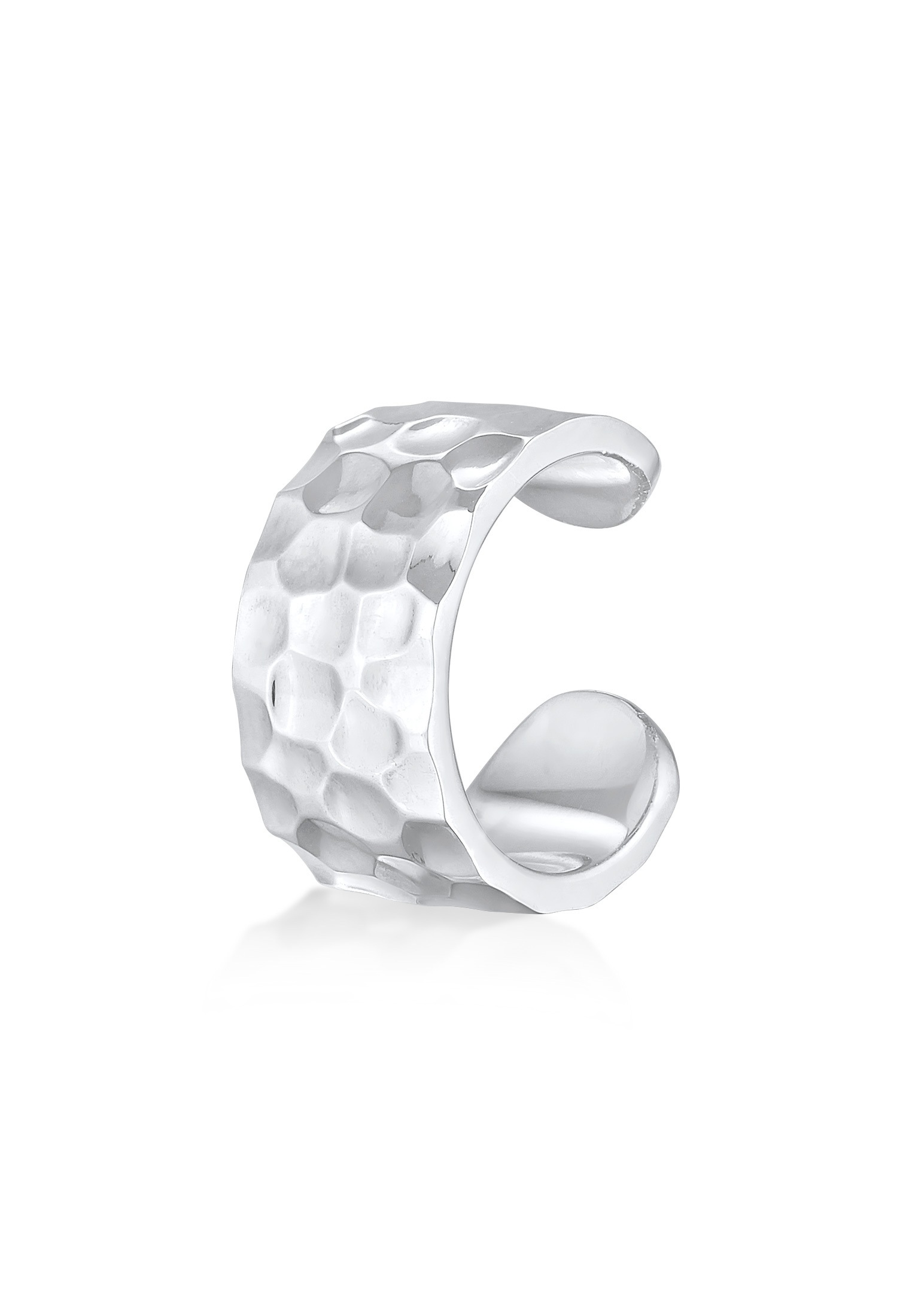 Kuzzoi Paar Ohrklemmen »Ohrringe Earcuff Breit Gehämmert Modern 925 Silber«