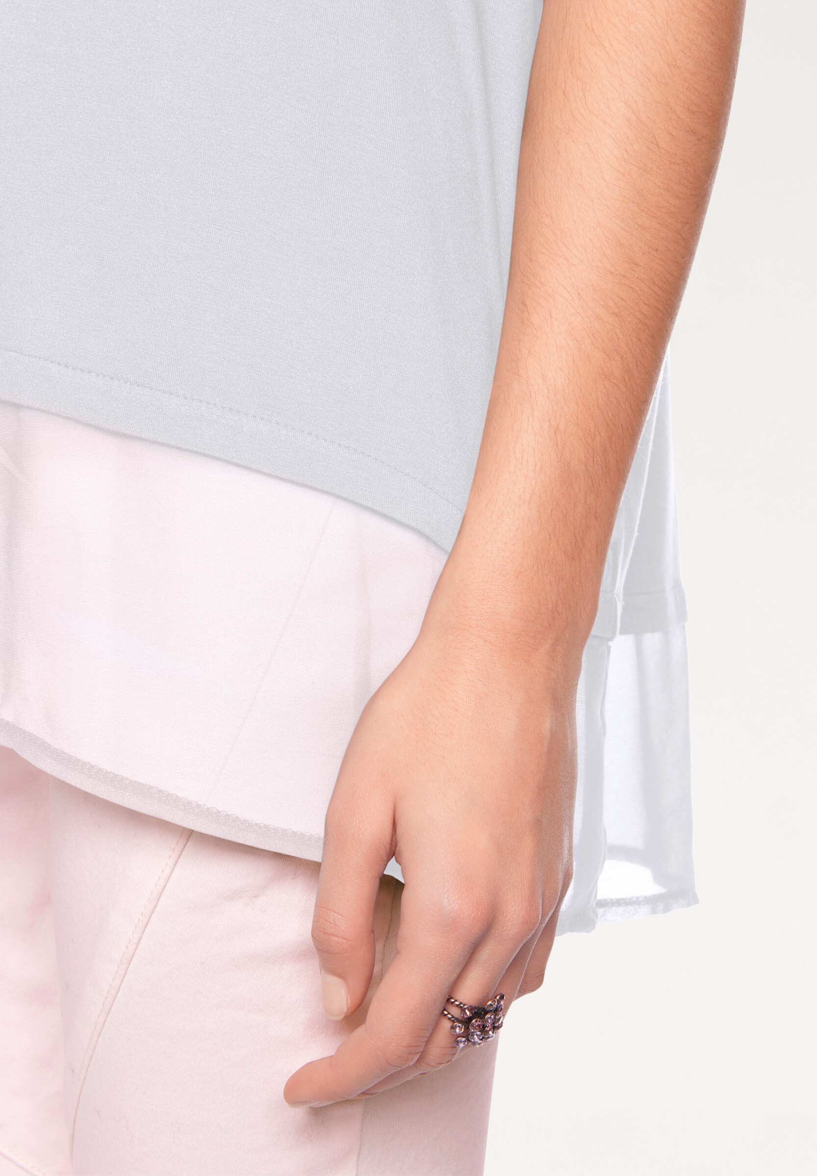 heine T-Shirt »Oversized Shirt Oversize-Shirt mit Chiffon-Saum«