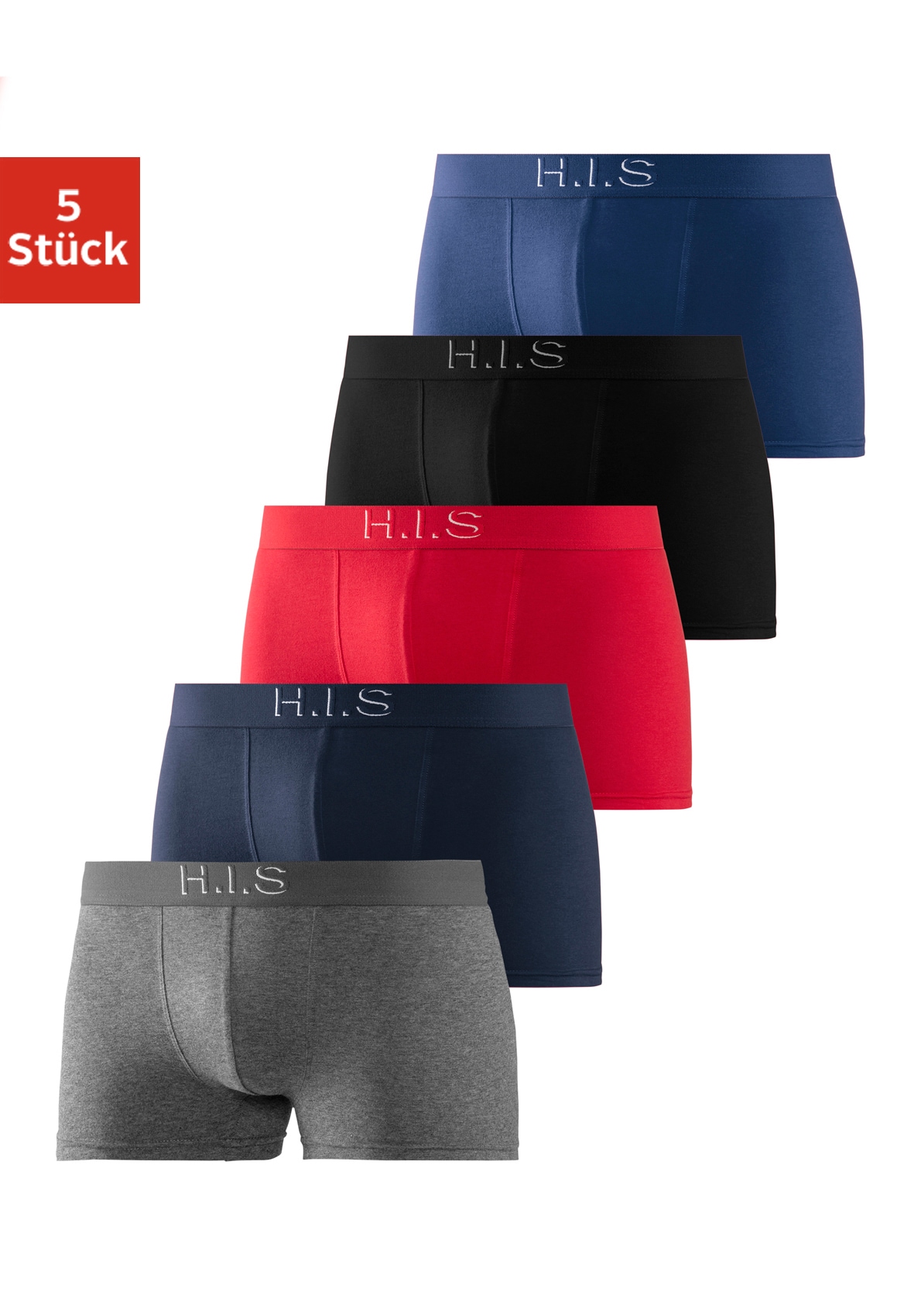 H.I.S Boxer, (Packung, 5 St.), Logo Webbund mit 3D Effekt