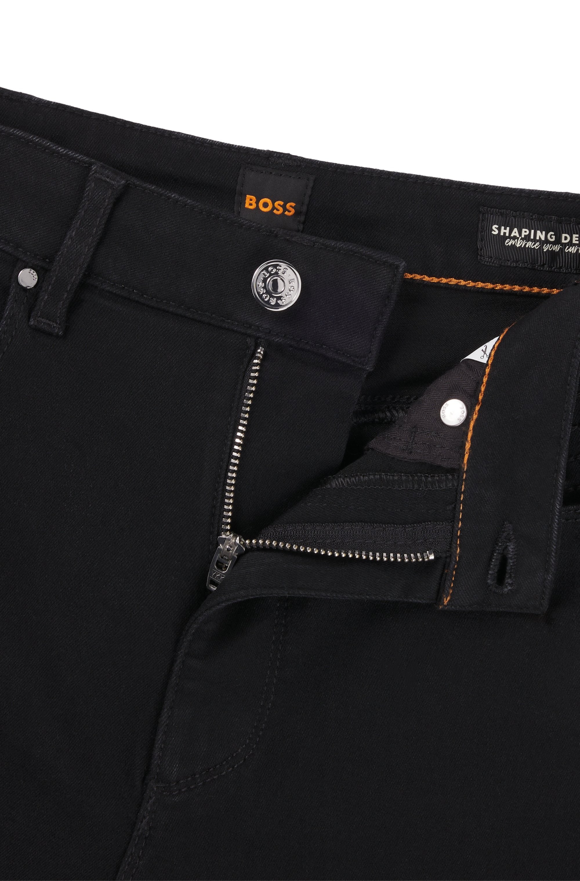 BOSS ORANGE Schlagjeans »Rosa High Rise Bootcut Premium Damenmode«, (BOSS ORANGE DENIM), mit BOSS Logostickerei auf der Tasche