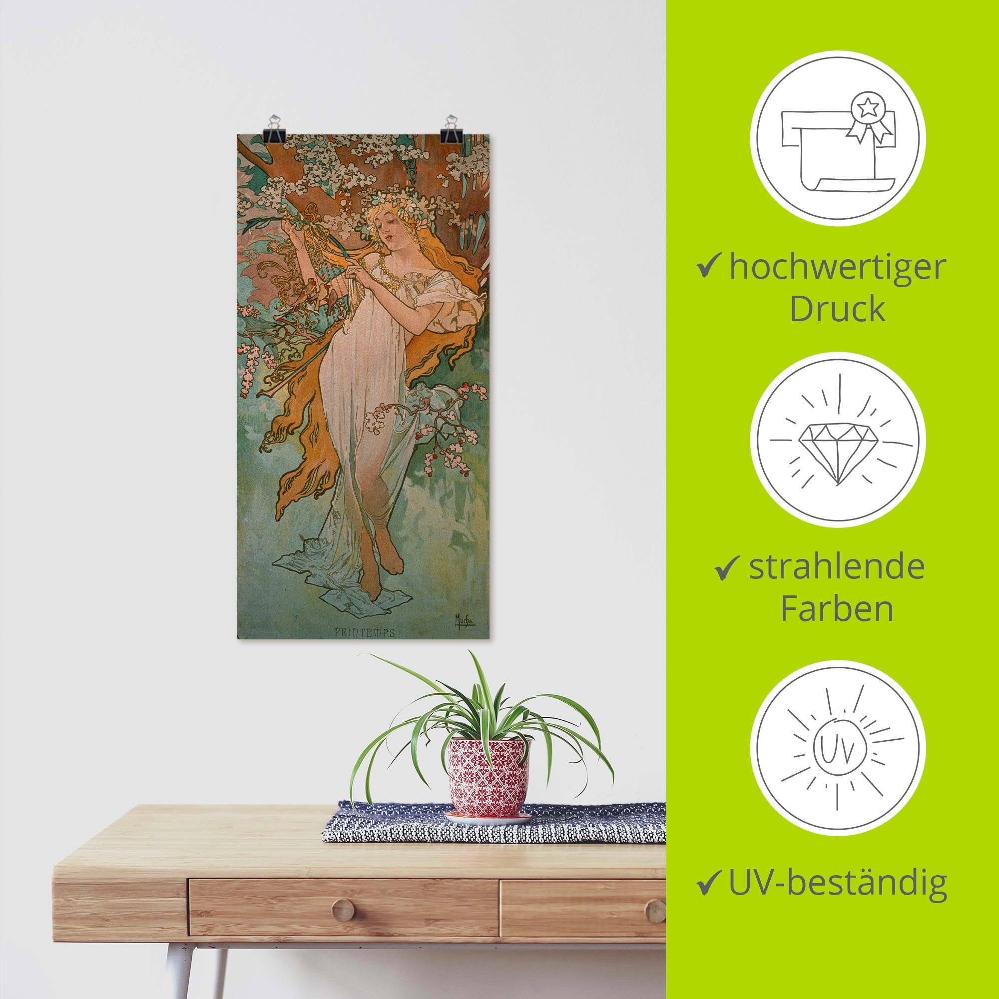 Artland Kunstdruck »Jahreszeiten: Frühling. 1896.«, Frau, (1 St.), als Alubild, Leinwandbild, Wandaufkleber oder Poster in versch. Größen
