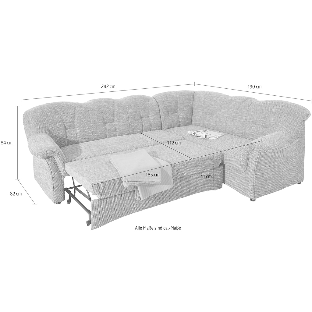 DOMO collection Ecksofa »Papenburg B/T/H: 242/190/84 cm L-Form«