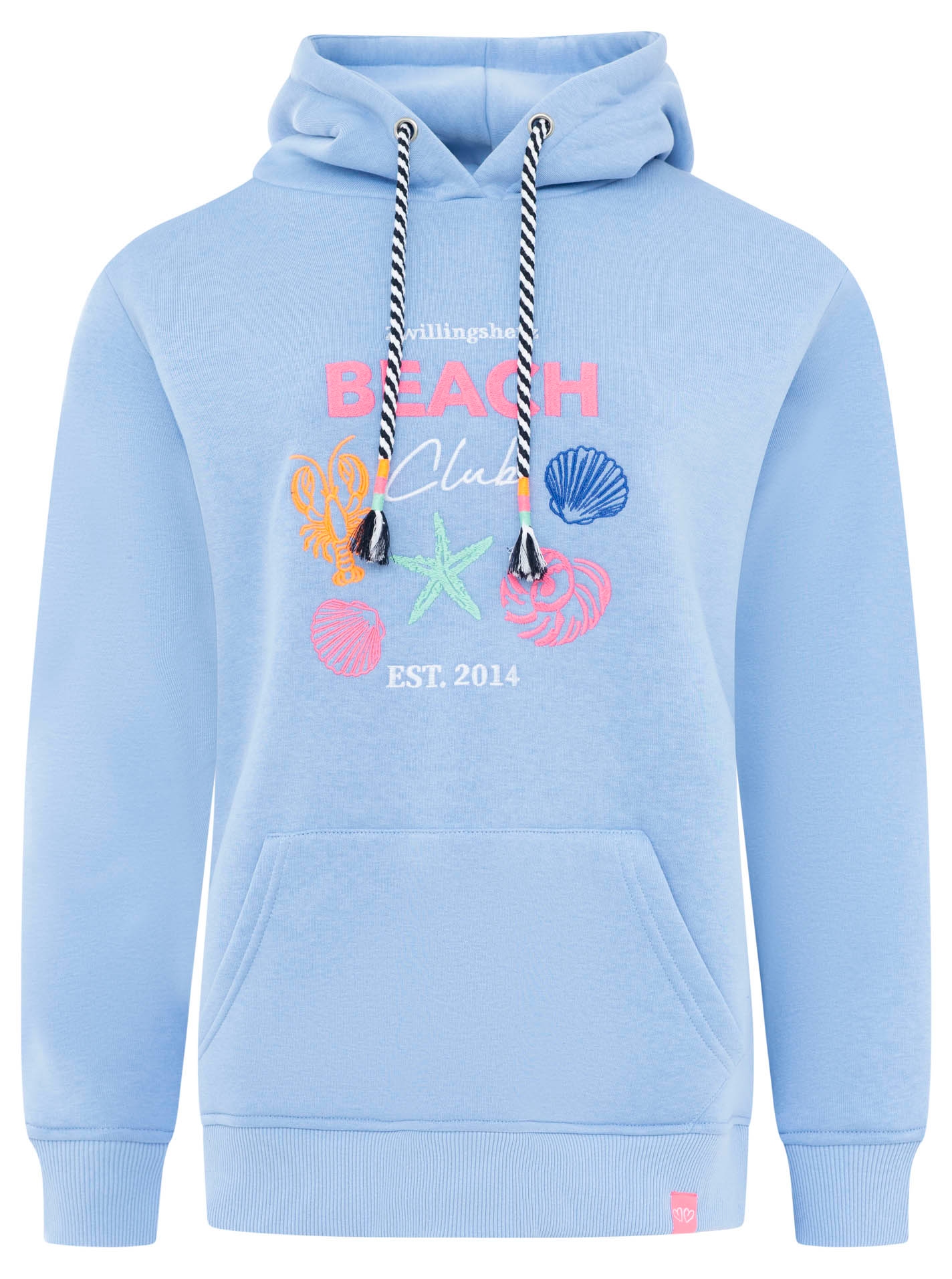 Zwillingsherz Hoodie »"Beach Club"«, Muschel-Motiv, Kapuze mit bunter Kordel, Kängurutasche

