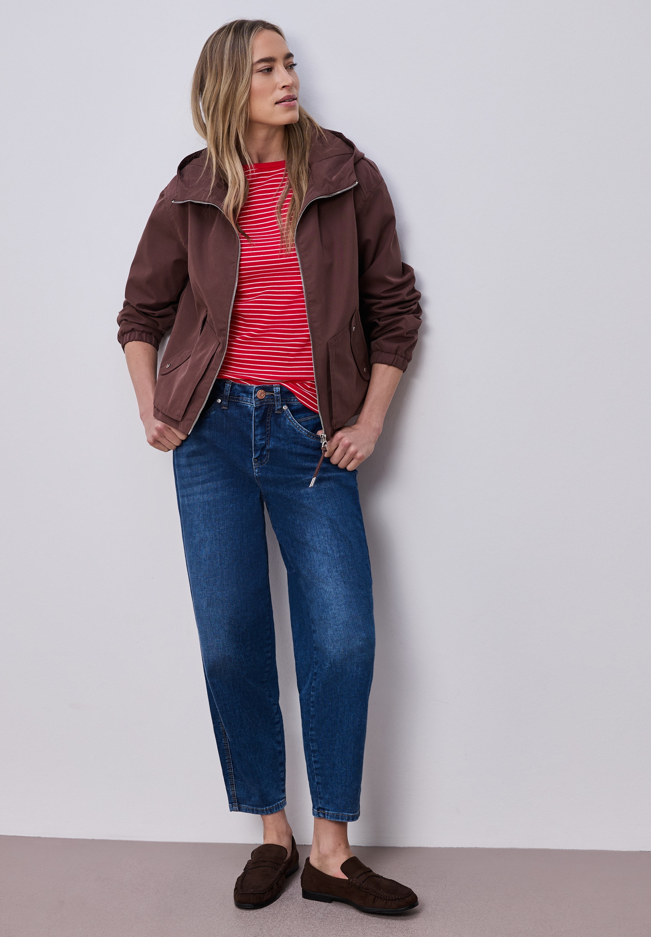 STREET ONE 3/4-Arm-Shirt mit Streifen und in Ripp-Qualität