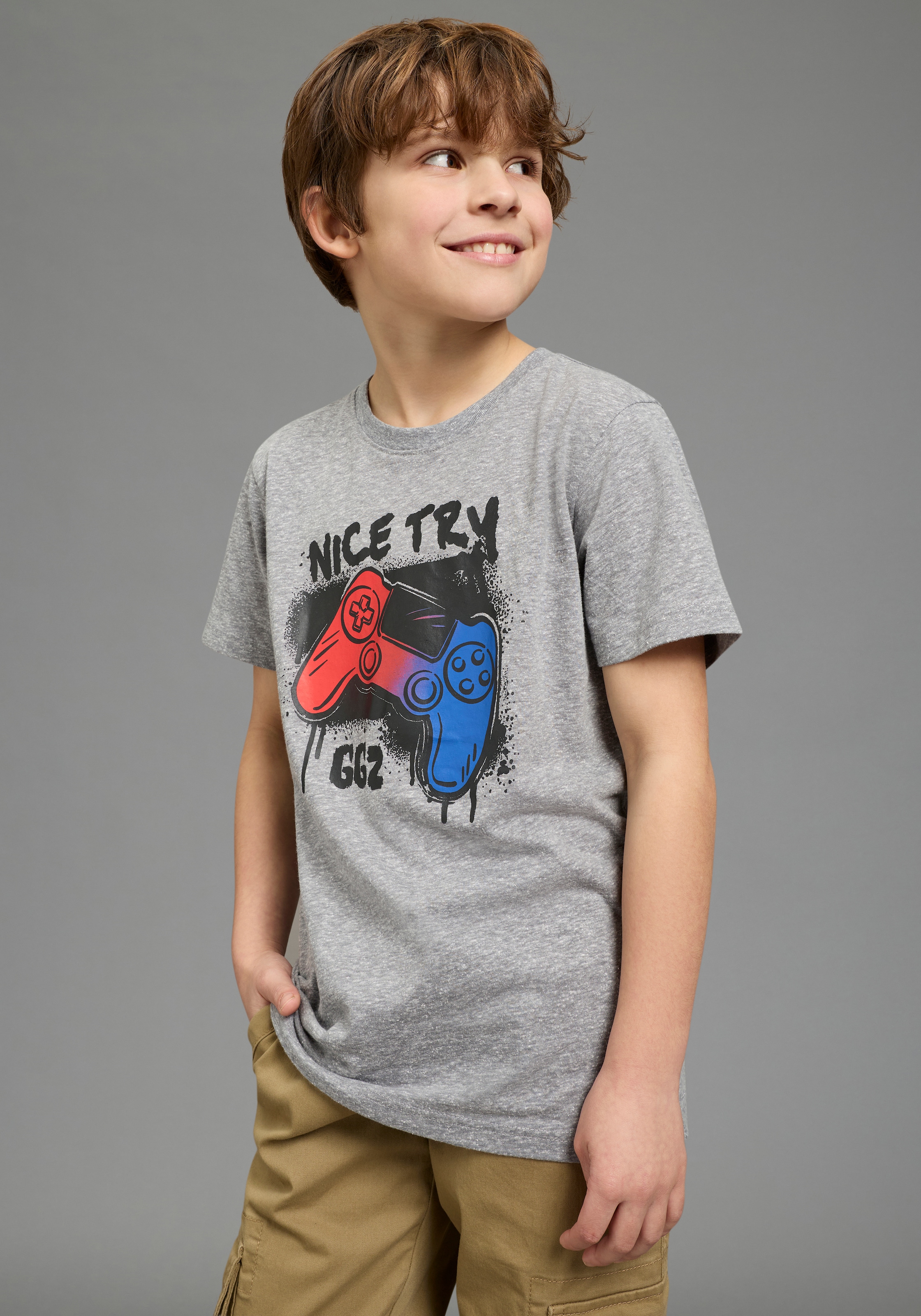 KIDSWORLD T-Shirt »Gamer-Druck: NICE TRY« , cooler Gamer-Print