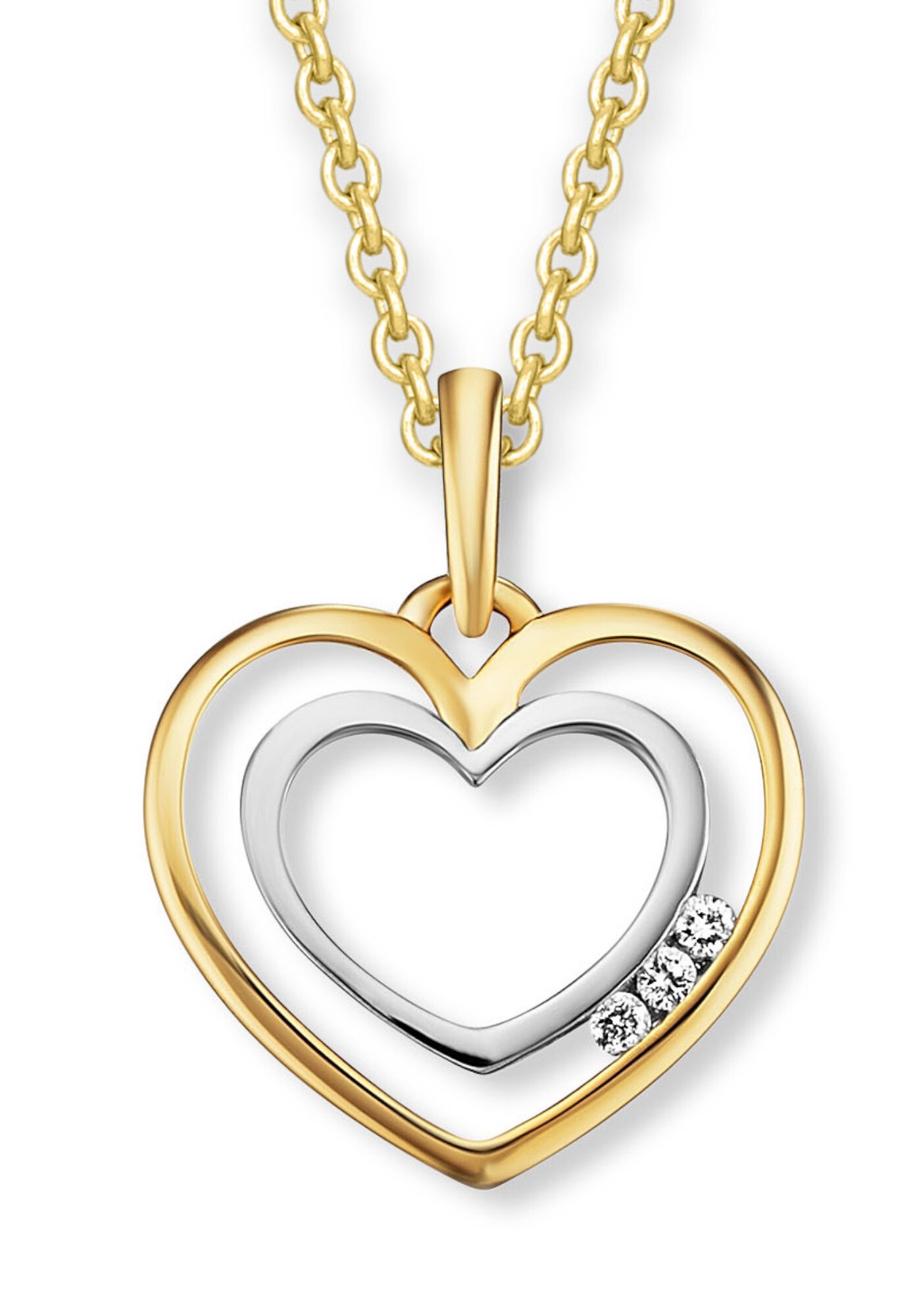ONE ELEMENT Herzanhänger »0.03 ct Diamant Brillant Herz Anhänger aus 585 Gelbgold«, Herzen