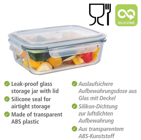 WENKO Frischhaltedose »Pacu«, (1 tlg.), Glas, Aufbewahrungsdose zum Zubereiten und Einfrieren