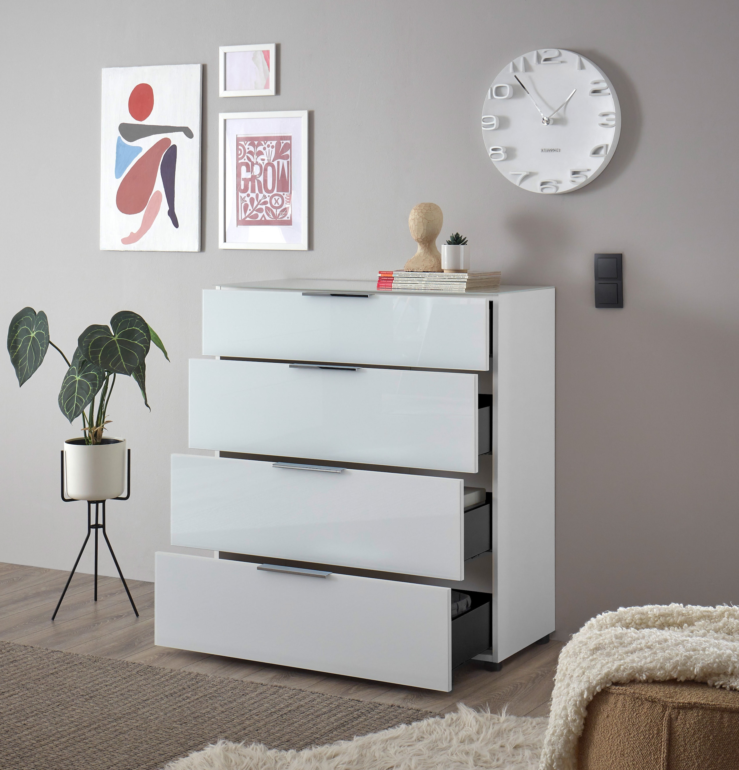 Hbz Kommode »Santorin Mehrzweckschrank mit Schubkästen in weiß, Größe B/H/T: 90 cm x 99 cm x 40 cm