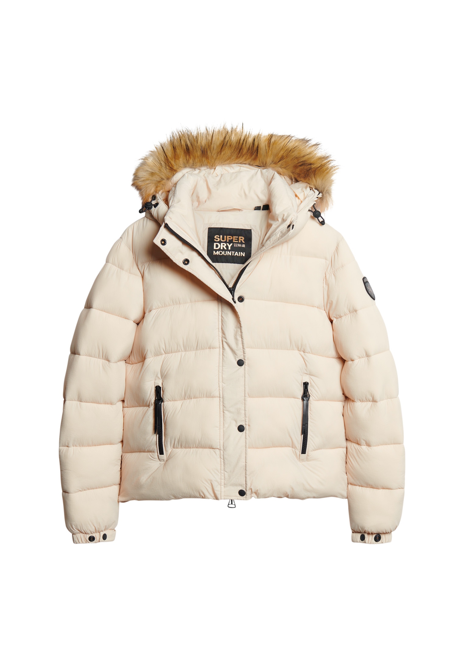 Superdry Steppjacke »FAUX FUR SHORT HOOD PUFFER«, mit Kapuze