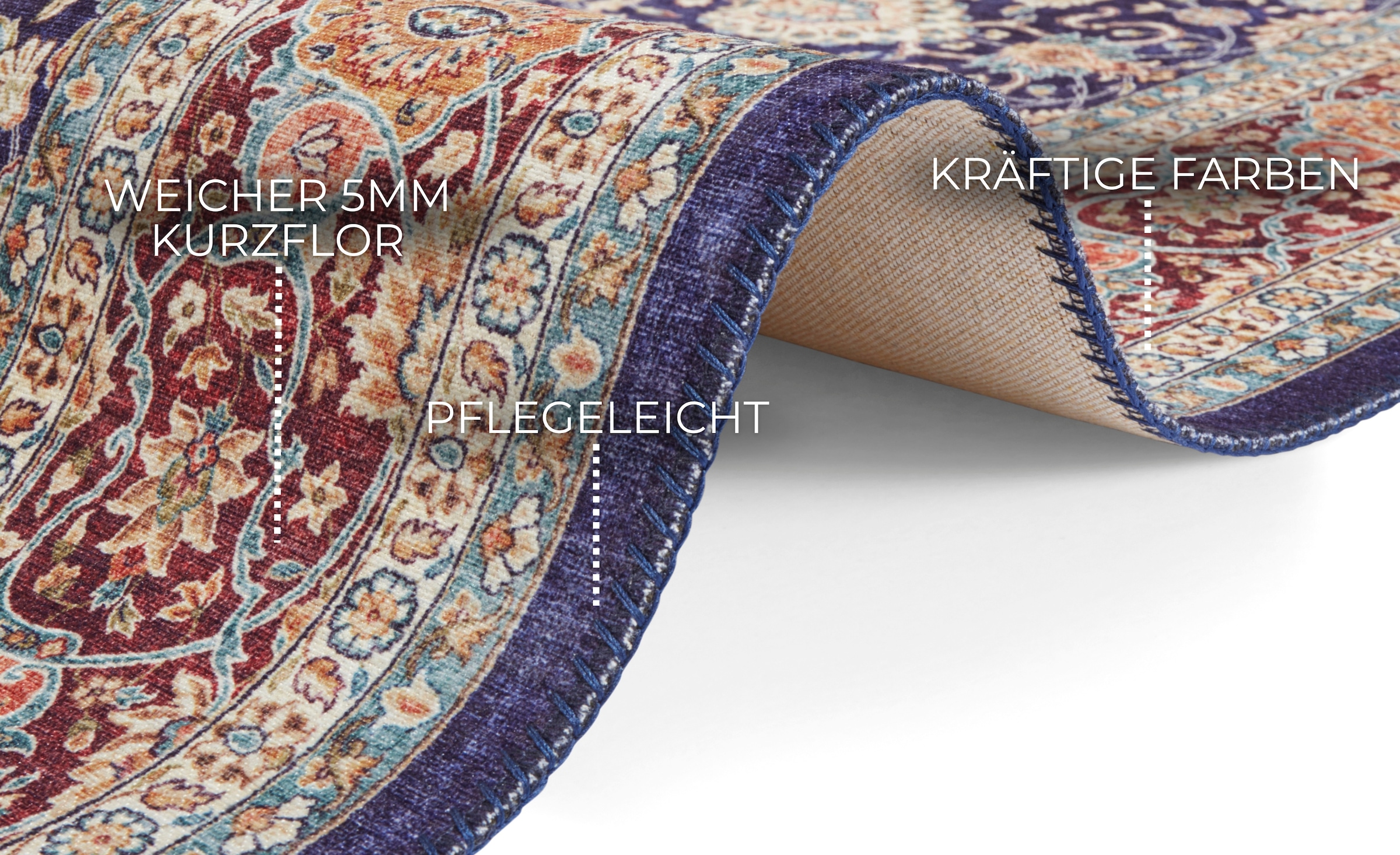 ELLE DECORATION Teppich »Keshan Maschad«, rechteckig, 5 mm Höhe, Orientalisch, Läufer, Kurzflor, Vintage, Wohnzimmer, Schlafzimmer