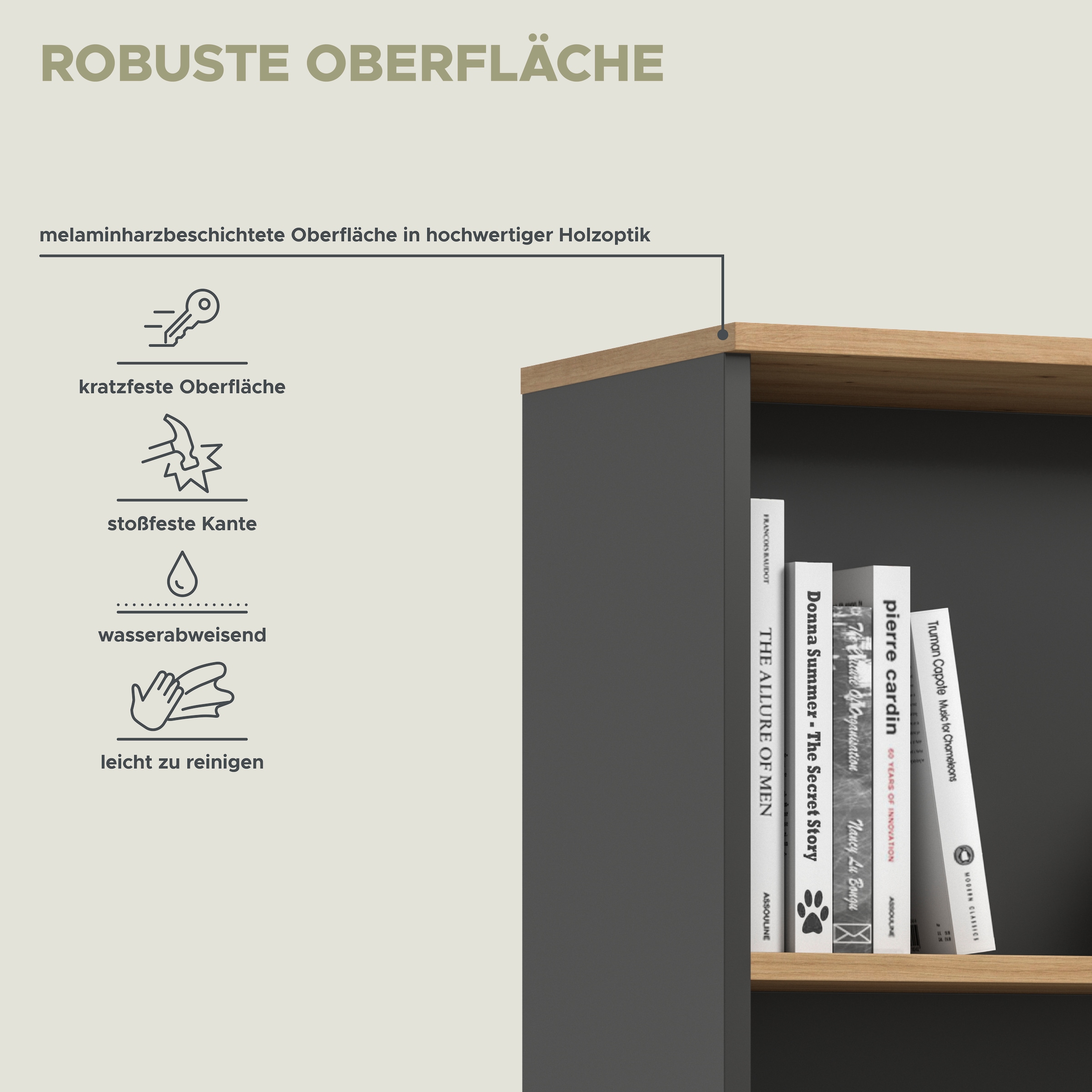 Home affaire Aktenschrank »REHAT, Büroschrank« bietet viel Stauraum für ca. 35 Aktenordner,  5 Fächer, 3 feste & 1 variabler Boden, Höhe: 190cm, Breite: 80cm