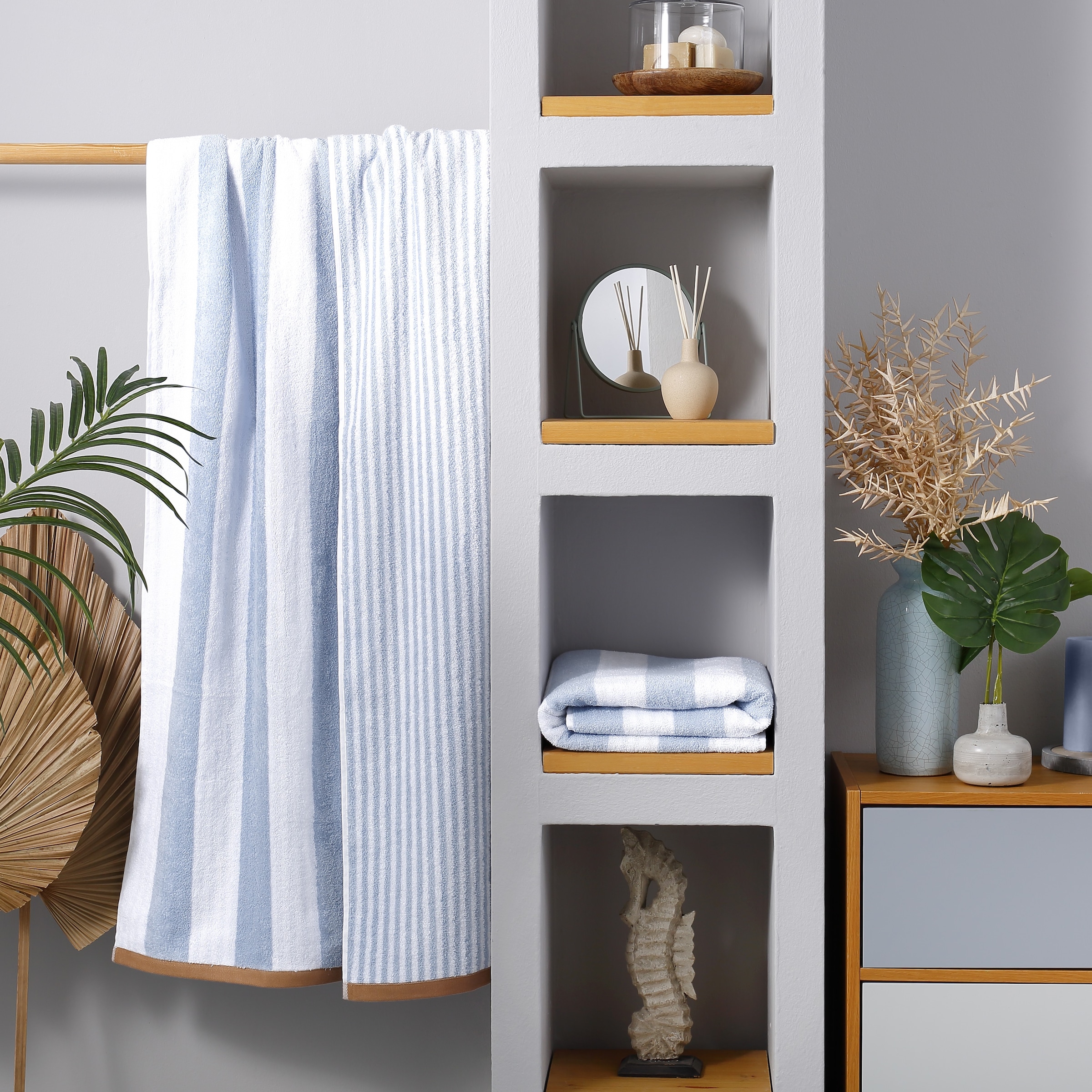 OTTO home Strandtuch »Elenna, 100% Baumwolle, flauschig und weich, 500 gr/m²« Strandtücher 90x180cm, Streifen, modern