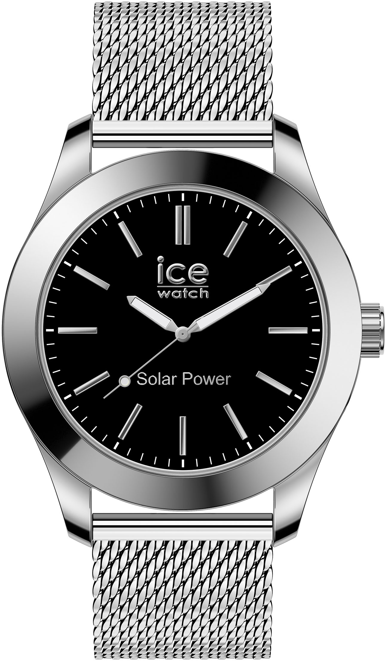 ice-watch Solaruhr »ICE steel - Medium - SOLAR 3H« Armbanduhr, Herrenuhr, Edelstahlarmband, bis 10 bar wasserdicht